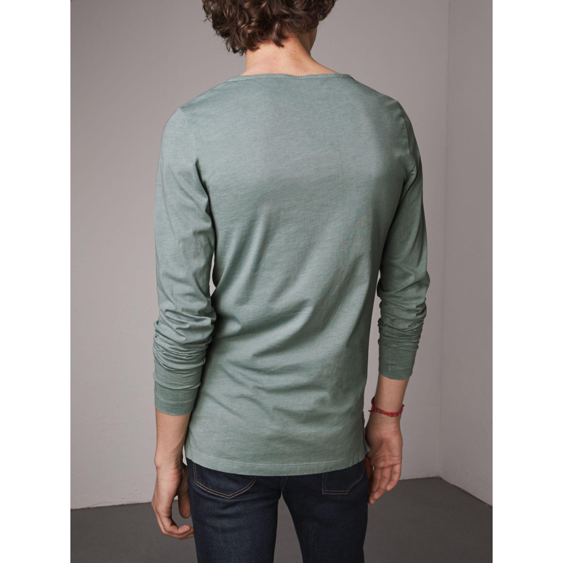 Burberry Long-sleeve Embroidered Cotton Top for Men - Lyst