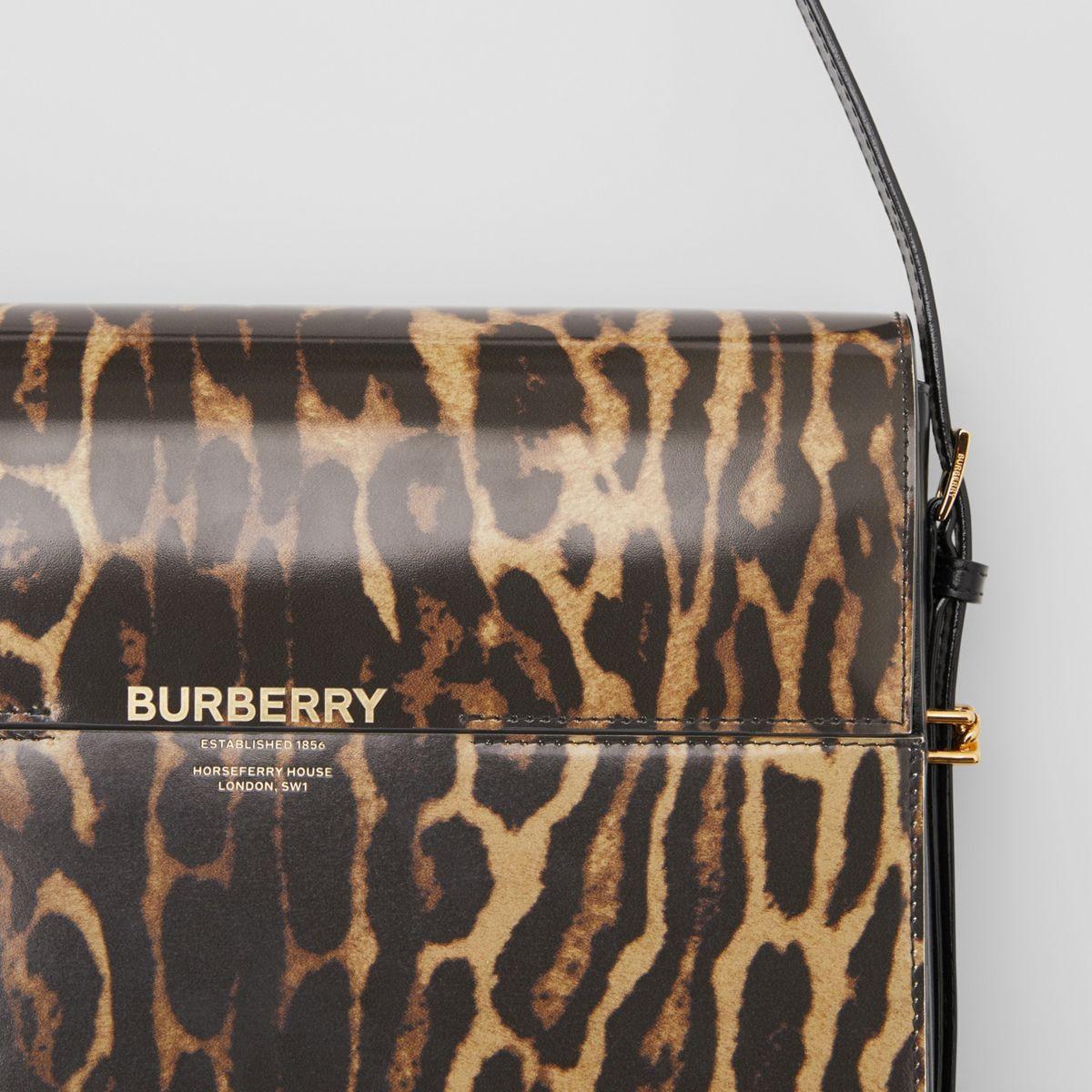 Burberry Women's Large Leopard Print Leather Grace Bag