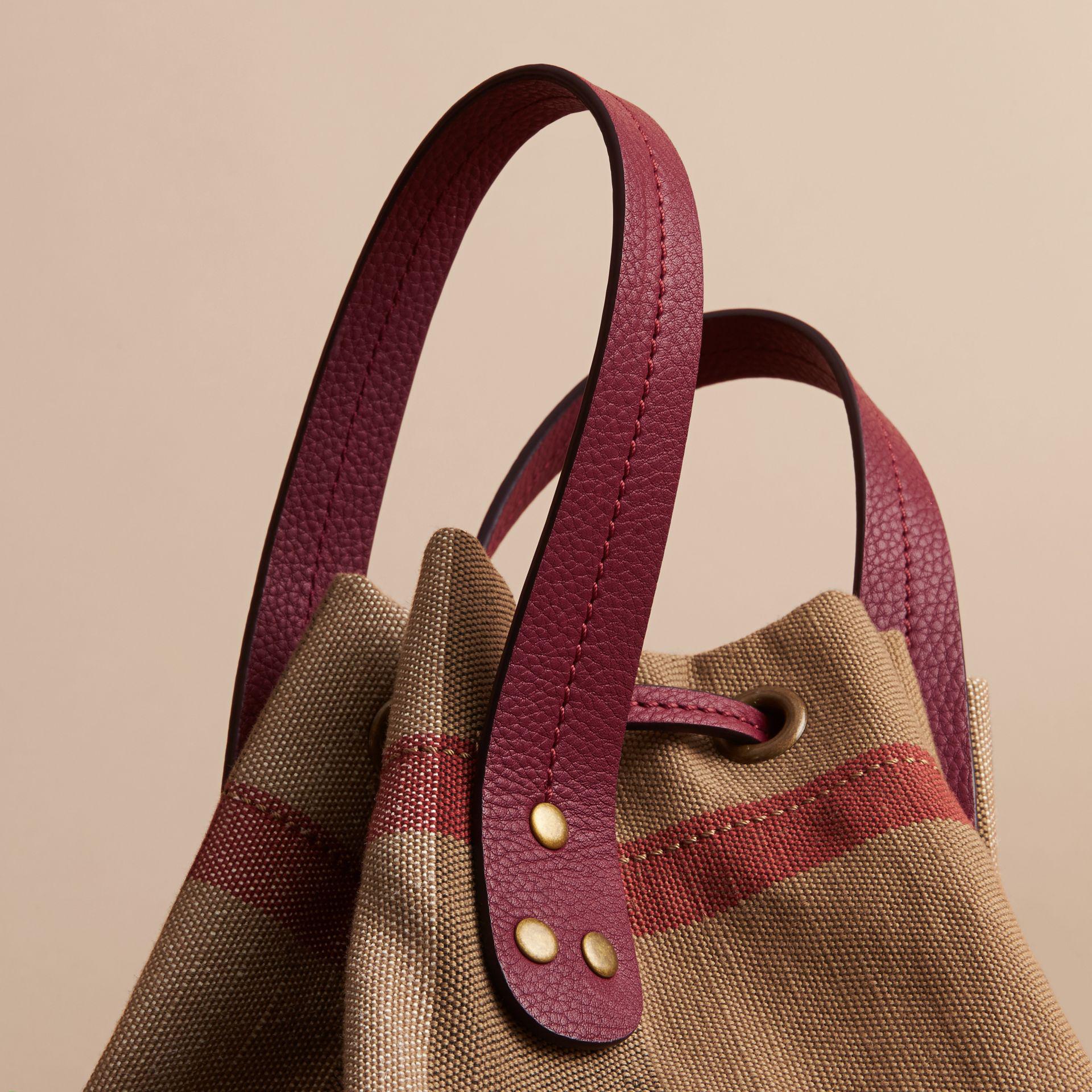 Burberry Canvas Check And Leather Bucket Bag In Burgundy Red | - Lyst