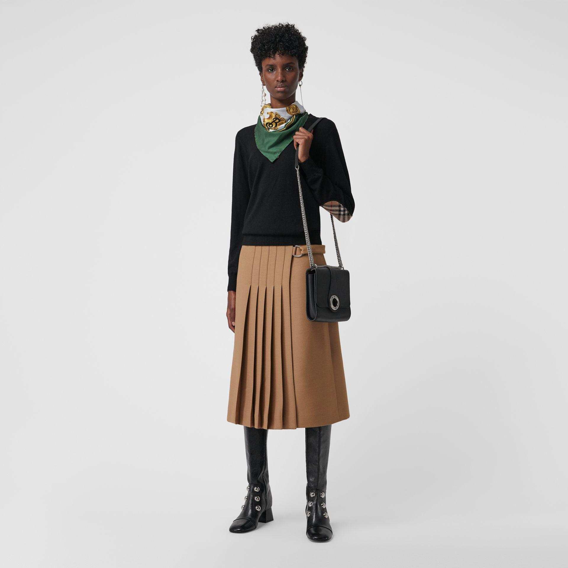 vintage check detail merino wool sweater