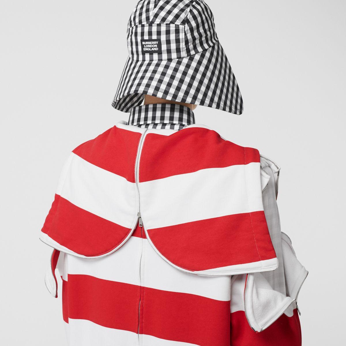 Burberry Zip Detail Striped Cotton Hoodie in Red for Men | Lyst UK