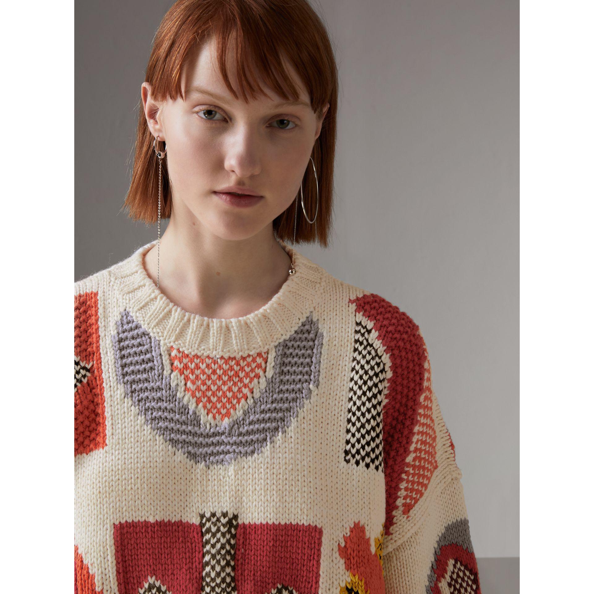 Intarsia Wool Cashmere Blend Sweater 