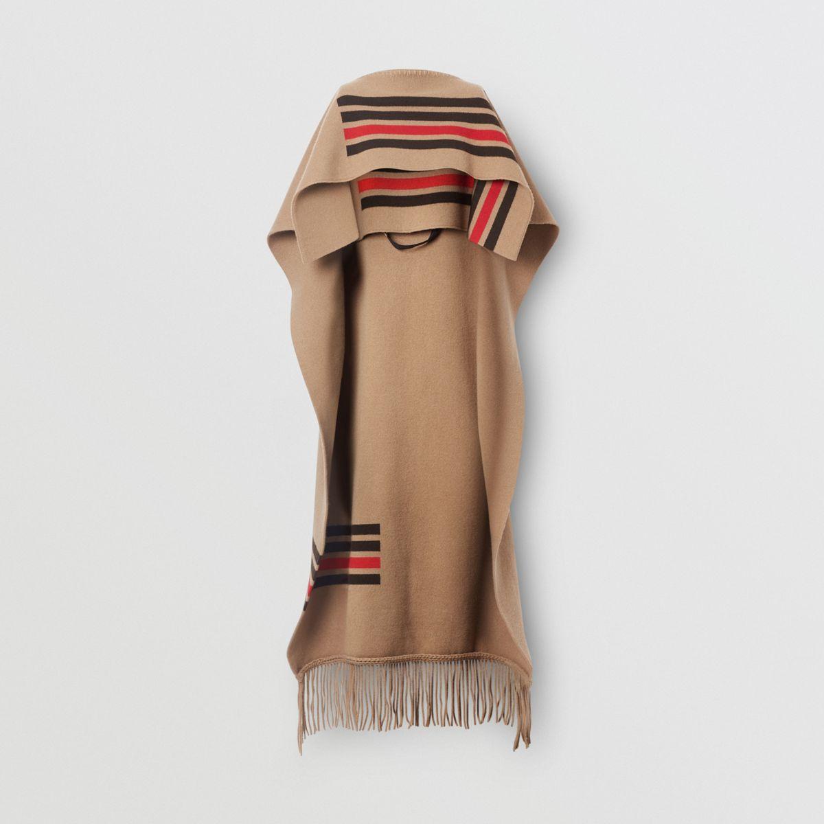 burberry striped wool cashmere cape