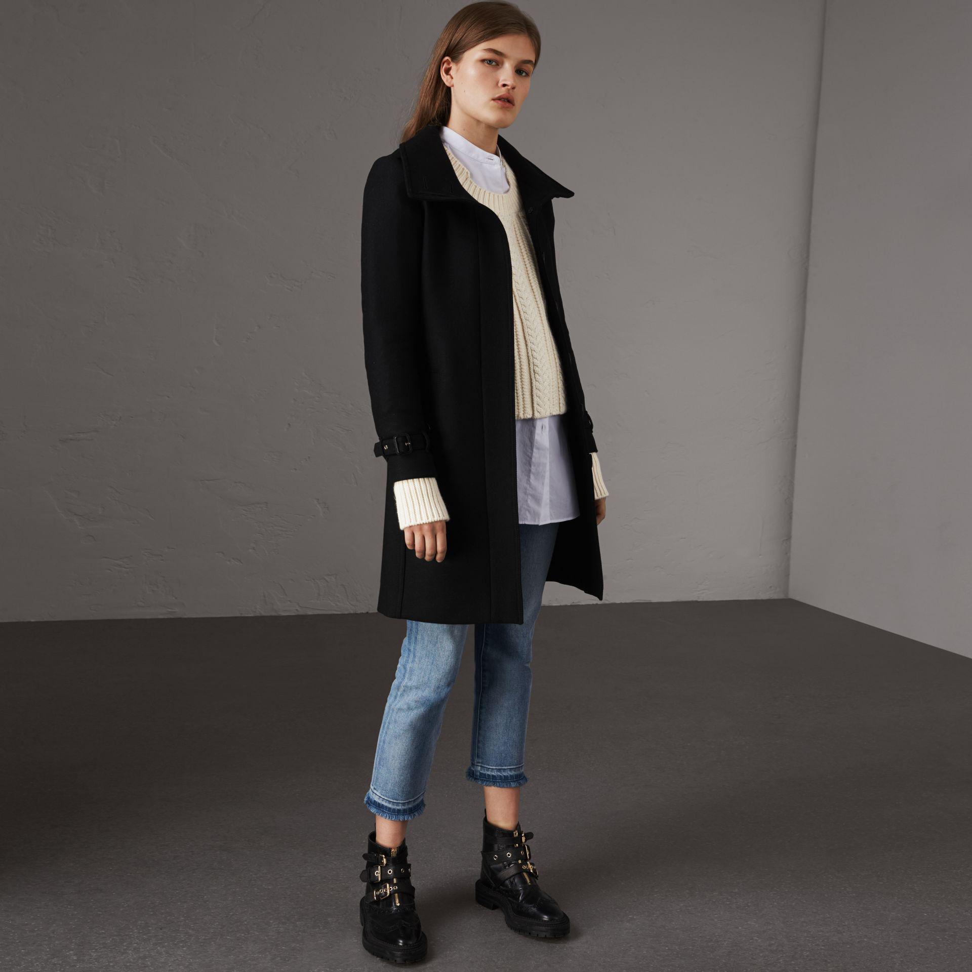 burberry technical wool cashmere funnel neck coat