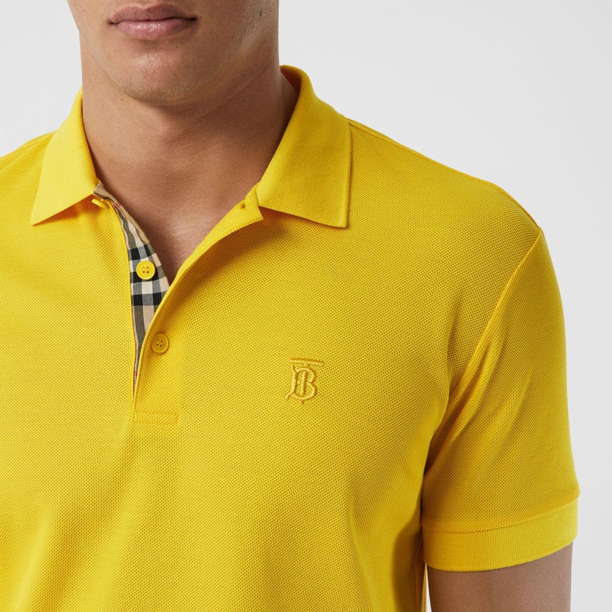 Burberry Monogram Motif Cotton Piqué Polo Shirt in Canary Yellow