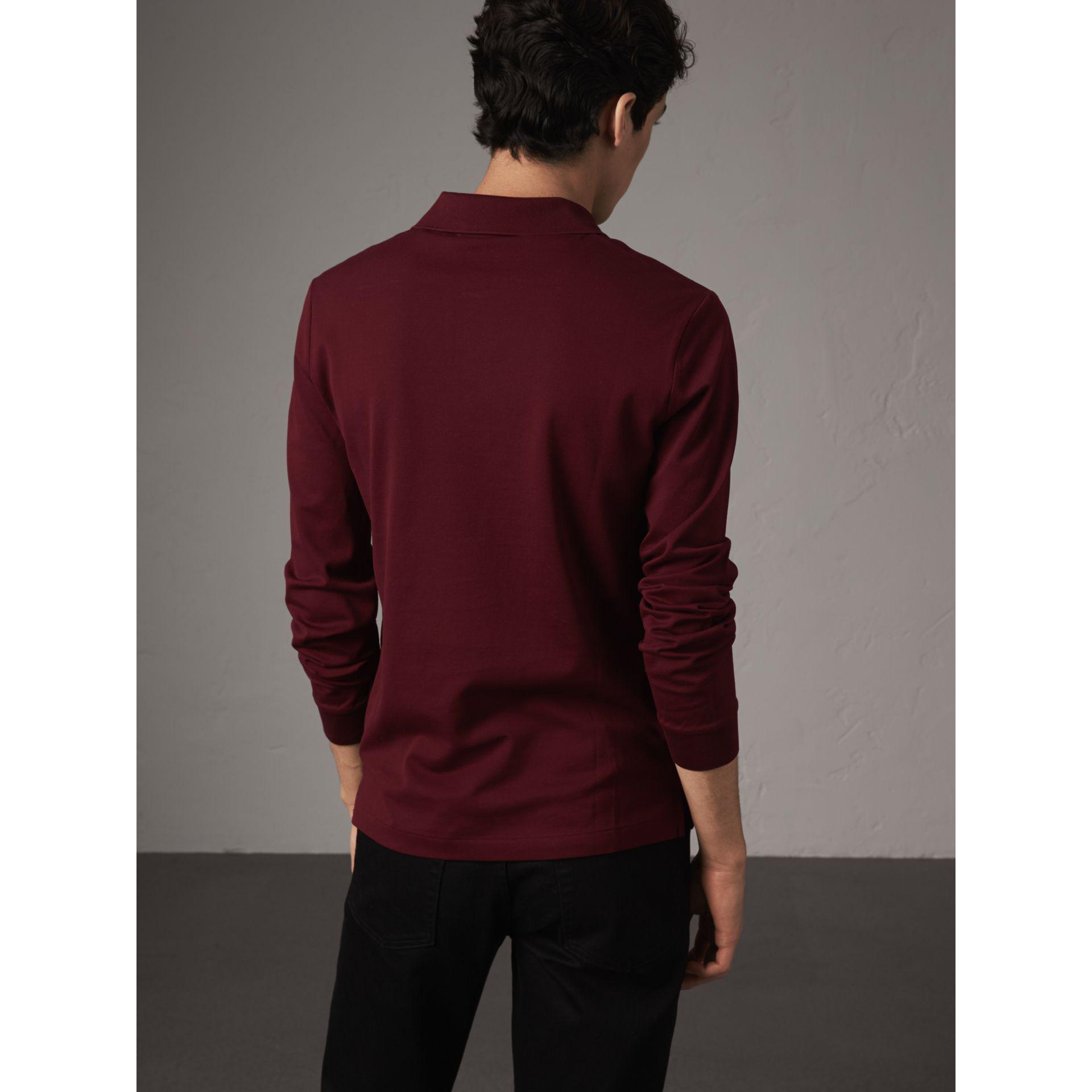 burberry red long sleeve polo