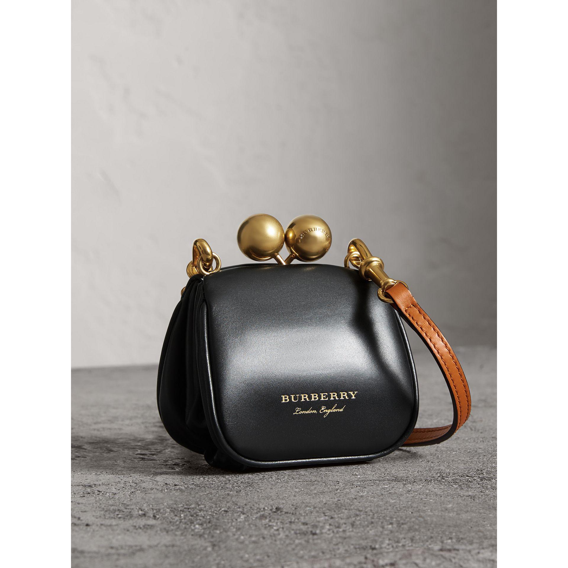 Burberry Mini Two-tone Leather Frame Bag in Black | Lyst