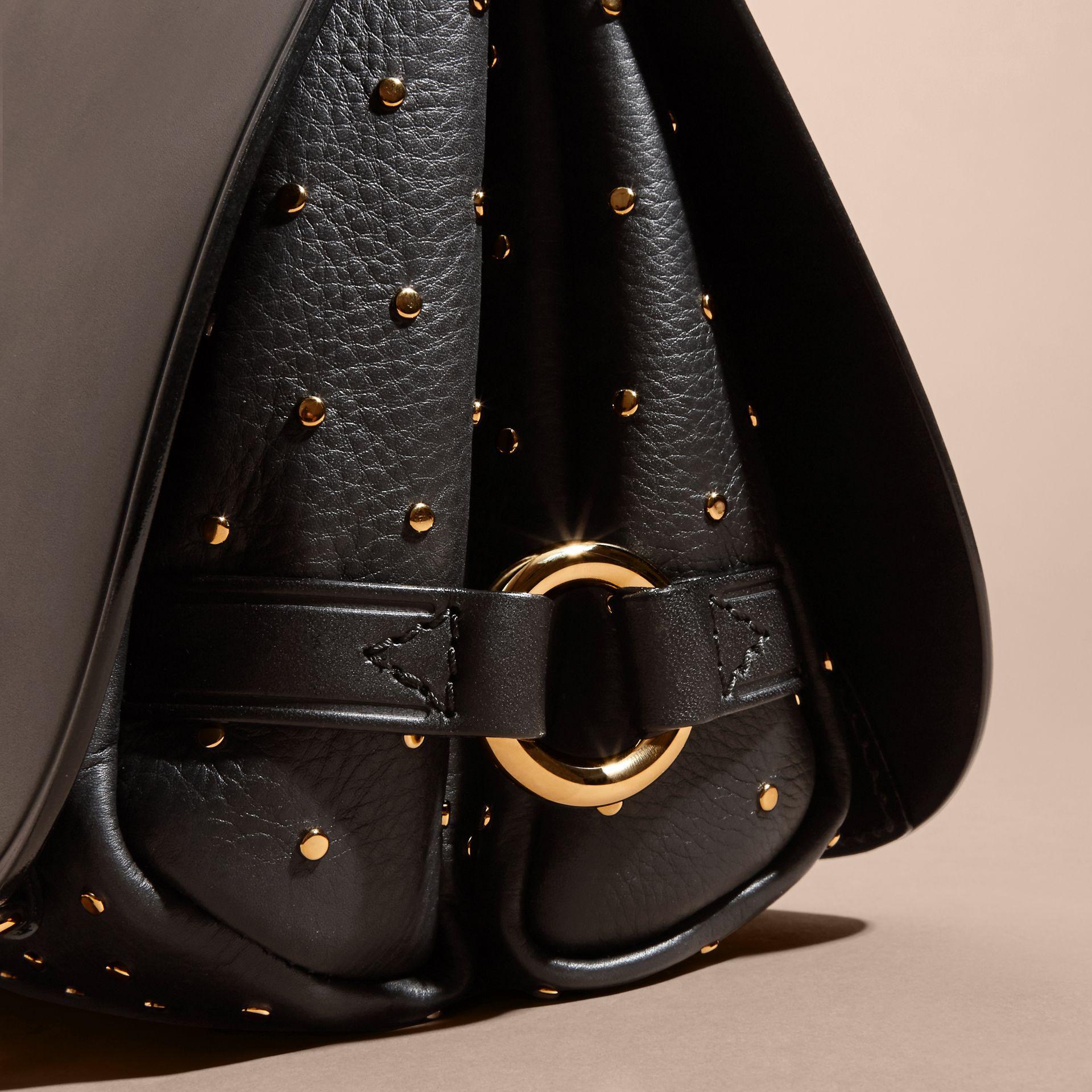NEW Burberry Bridle Baby Studded Leather Shoulder Bag, Black - J