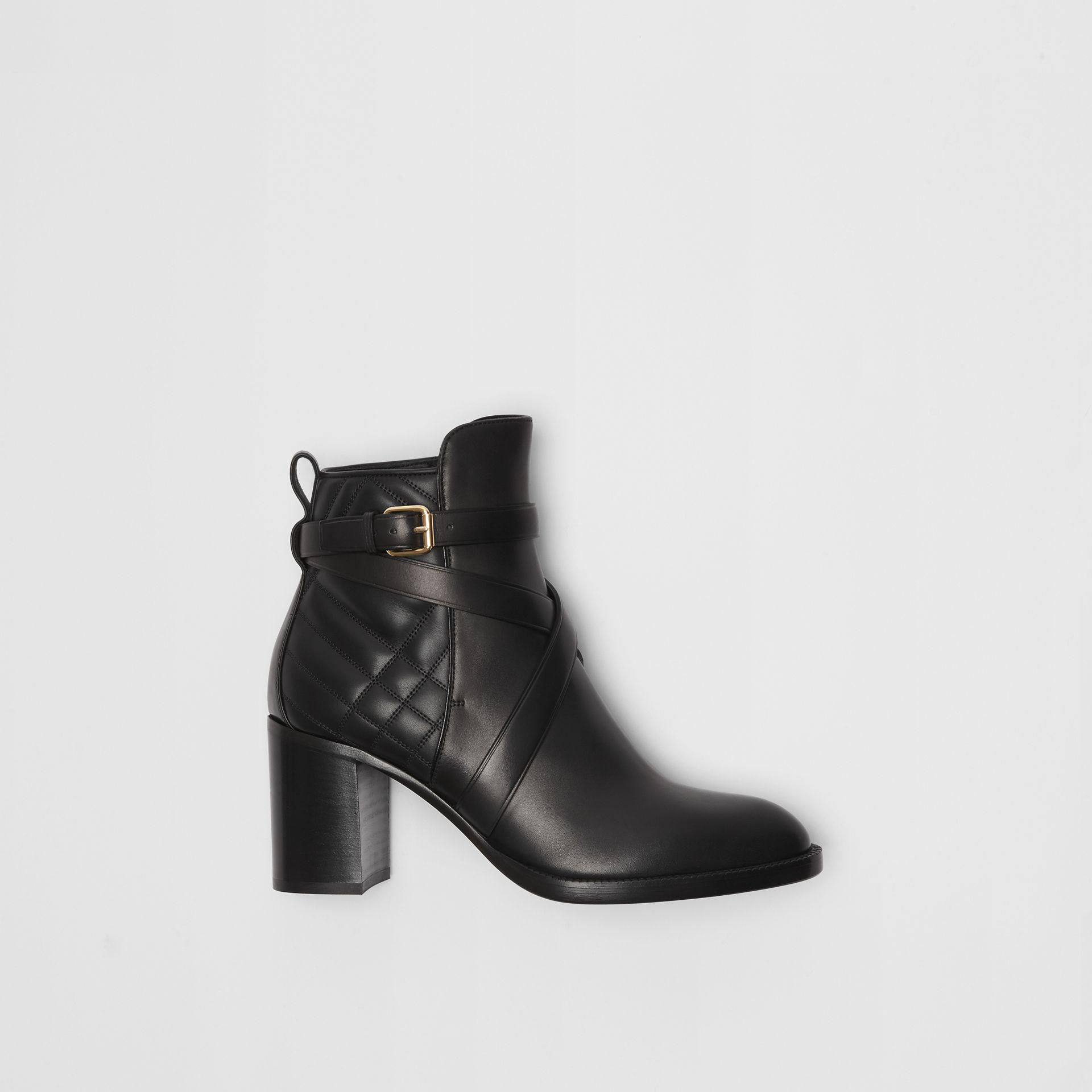 burberry strap detail quilted leather ankle boots