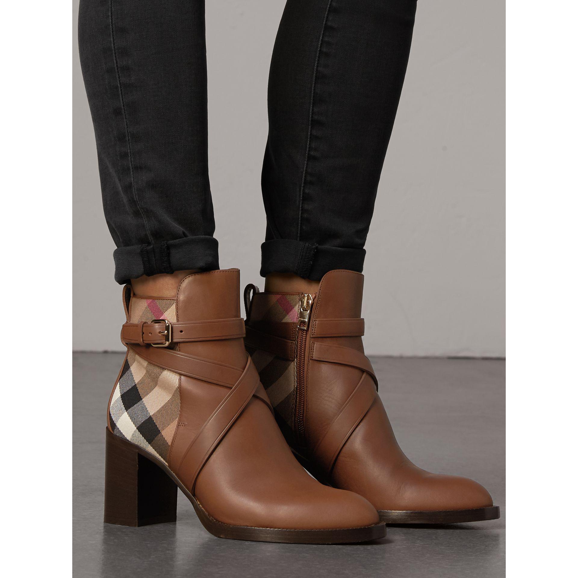 burberry house check ankle boots