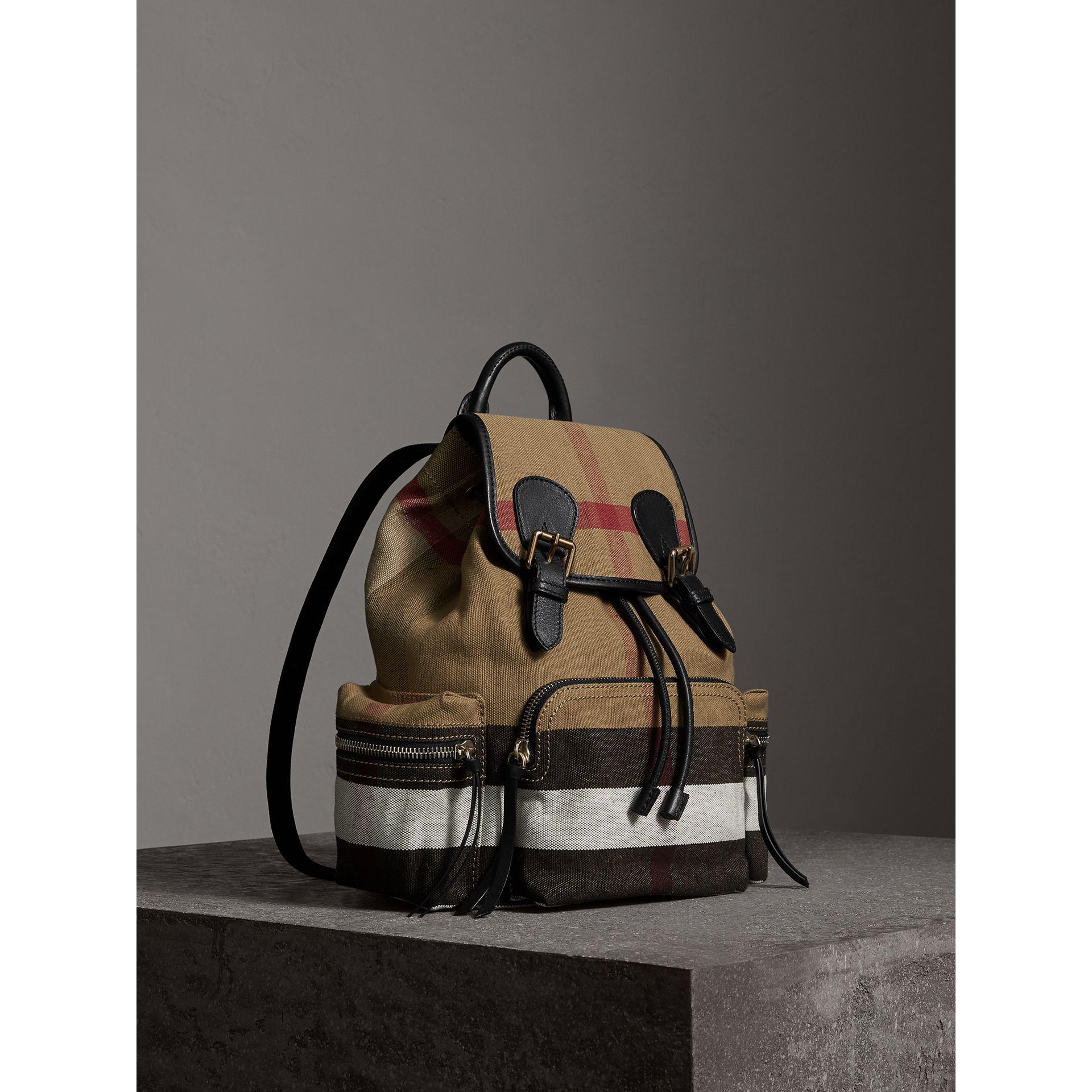 Burberry The Medium Rucksack In Canvas Check And Leather in Black | Lyst