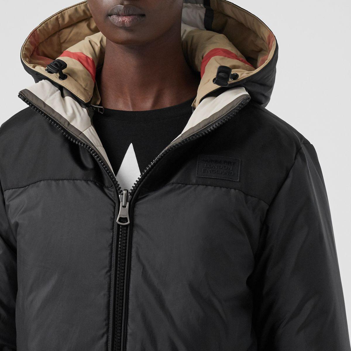 reversible recycled nylon re down puffer jacket