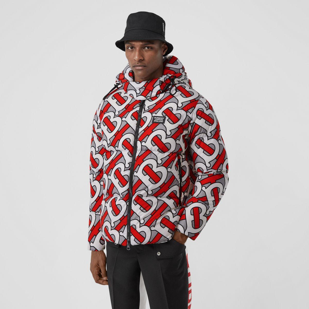 Burberry Monogram Print Puffer Jacket in Red for Men | Lyst