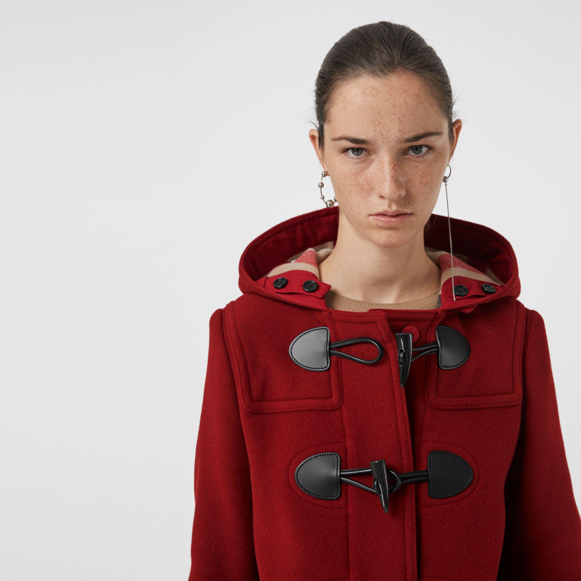 Burberry Wool The Mersey Duffle Coat in Red | Lyst