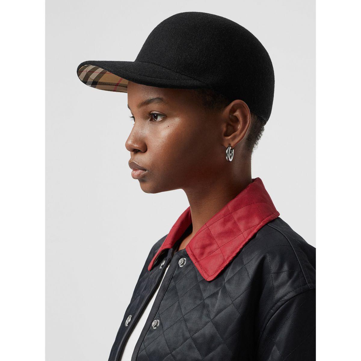 Burberry Felted Wool Baseball Cap in Black for Men | Lyst