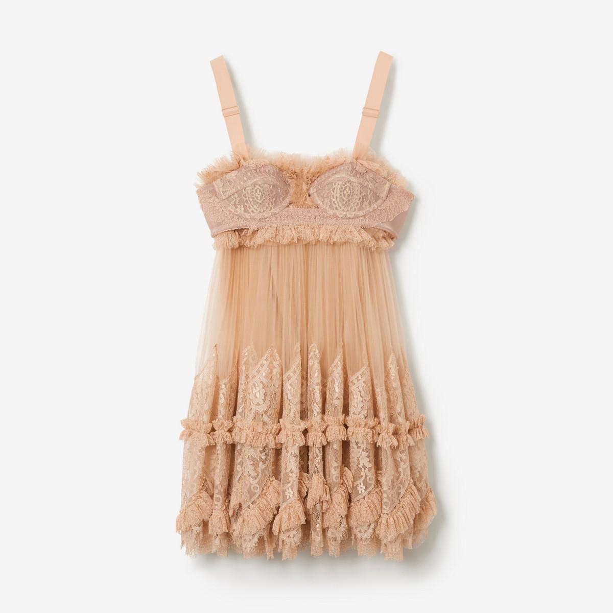 BURBERRY★素敵！Nude RUNWAY Tull / Lace Baby Doll Dress Burberry Tulle And Lace Baby Doll Dress in Natural | Lyst