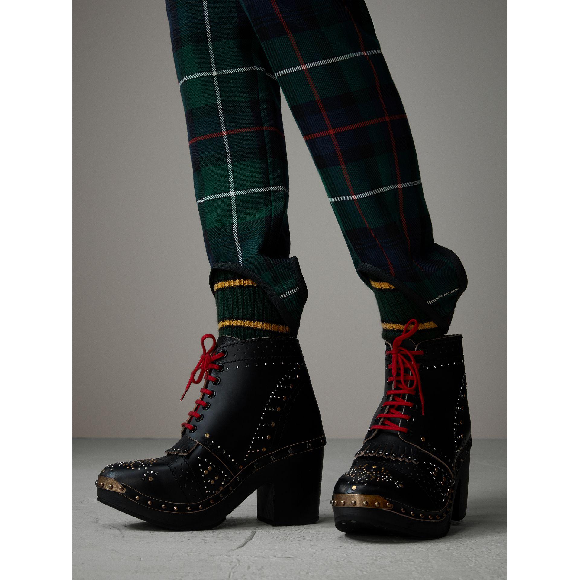 Burberry Riveted Leather Heeled Clog 