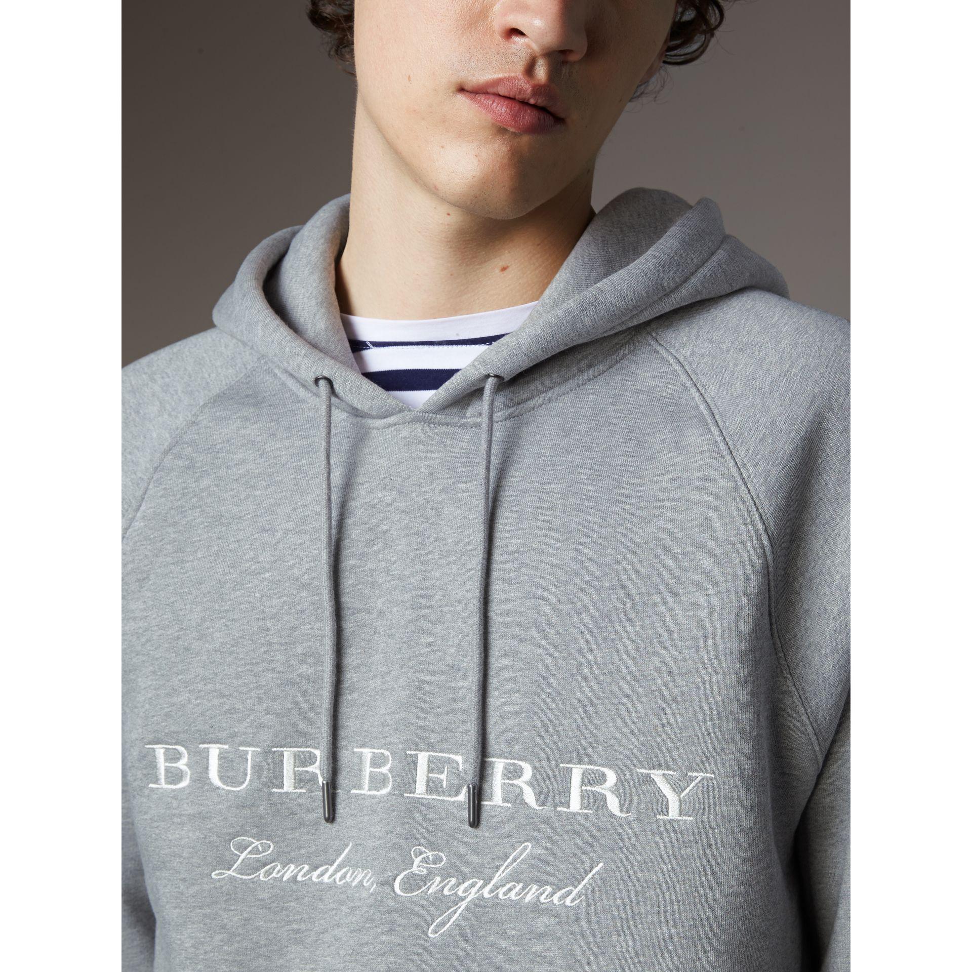 Burberry Embroidered Hooded Sweatshirt Grey Melange in Gray for
