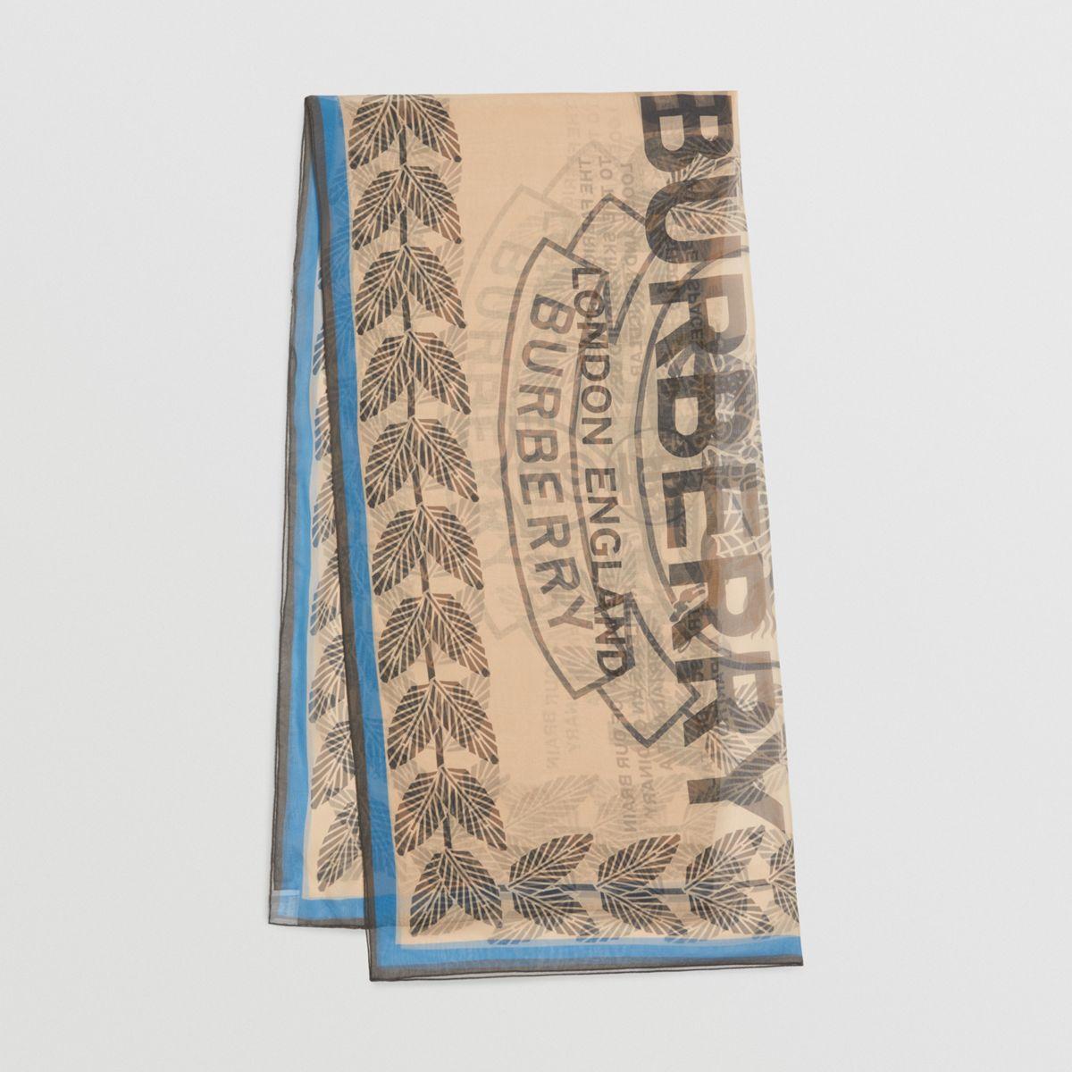 Burberry Ekd Print Silk Chiffon Scarf | Lyst