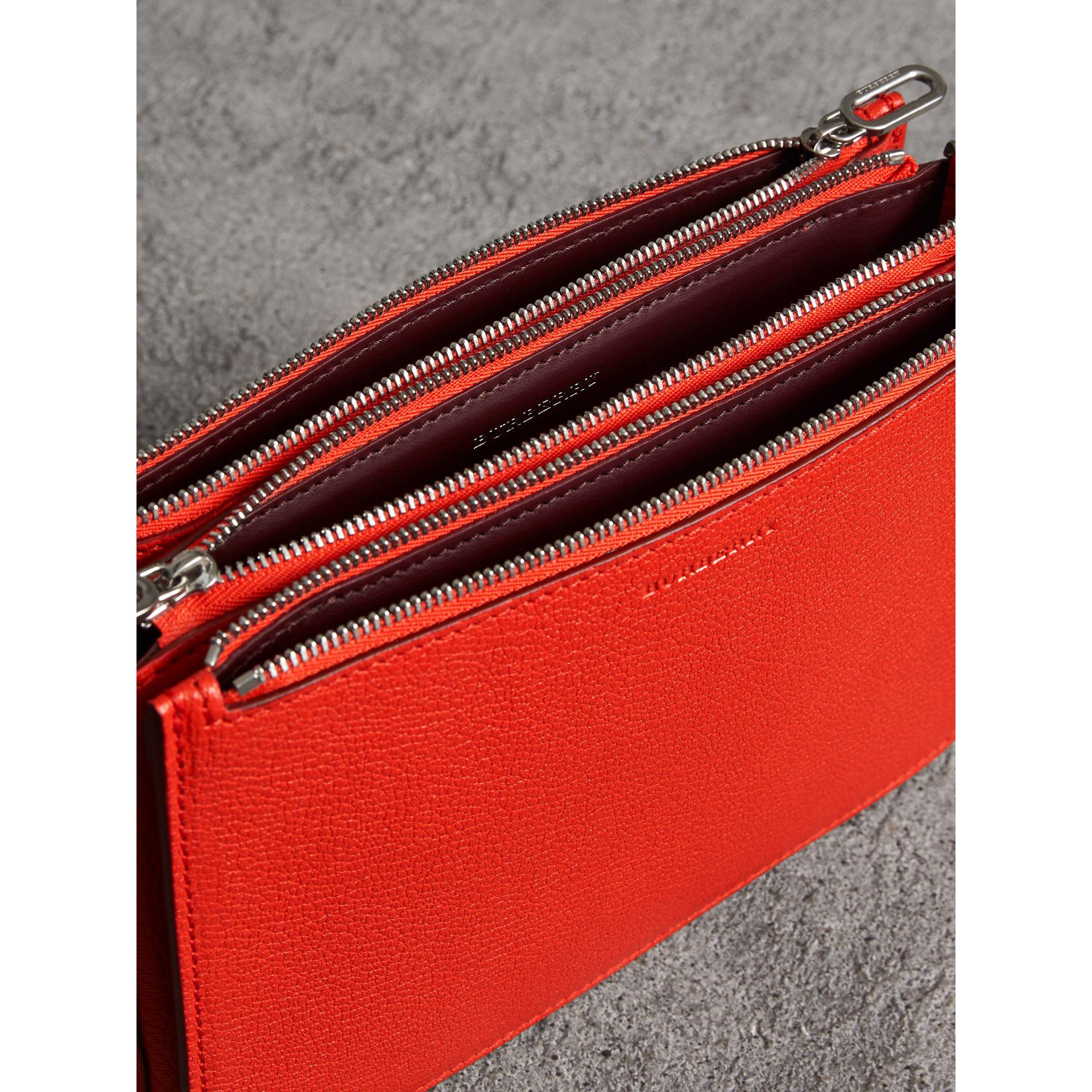 Burberry Triple Zip Grainy Leather Crossbody Bag in Bright Red (Red) Lyst
