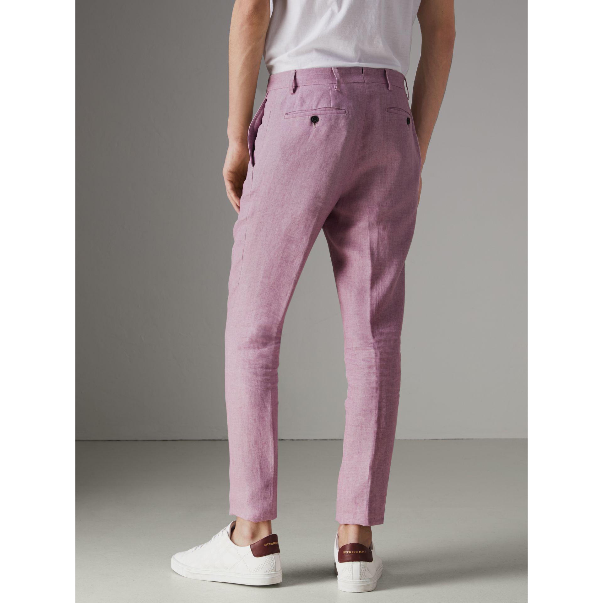 Burberry Soho Fit Linen Trousers in Pink Heather (Pink) for Men - Lyst