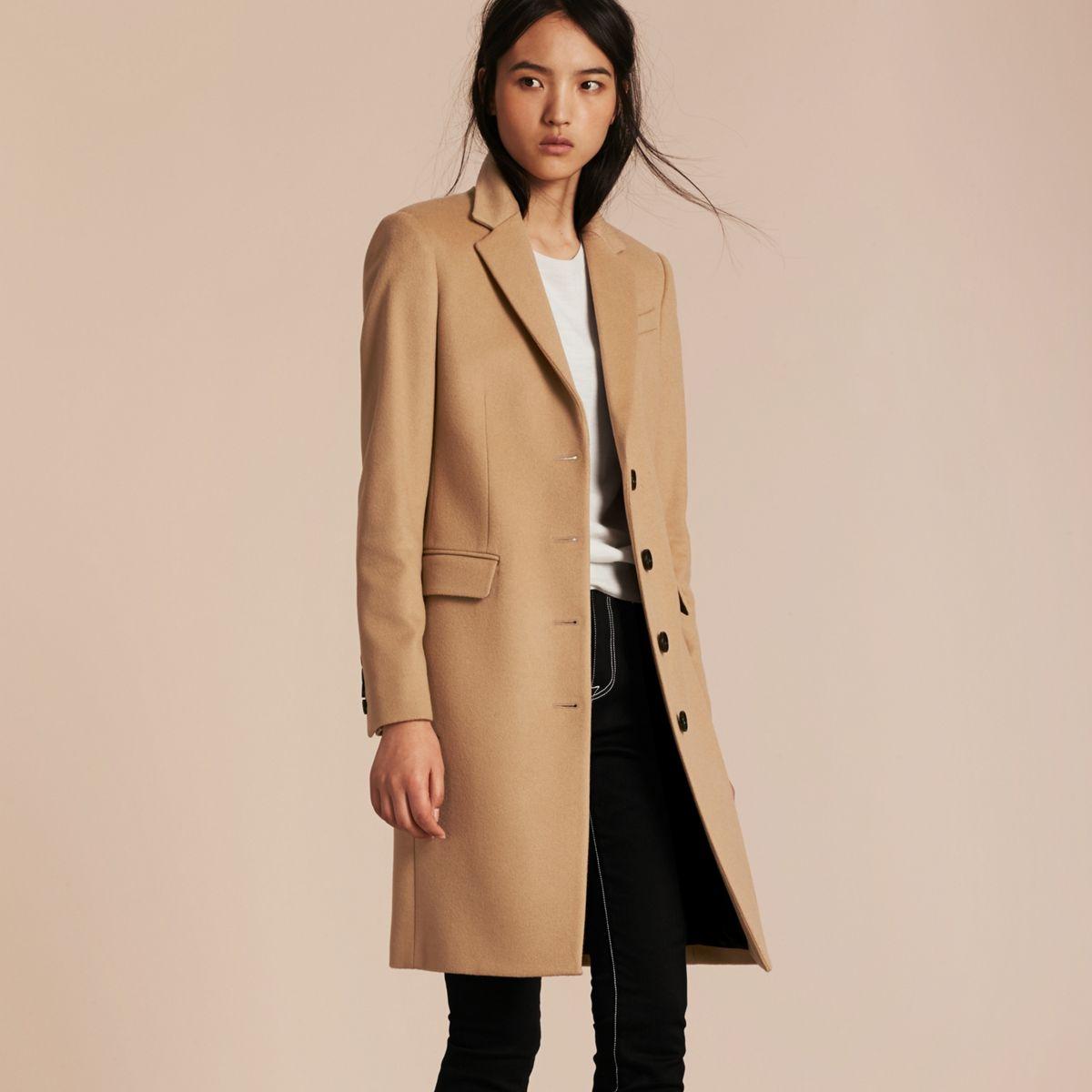 Burberry Tailored Wool Coat in Natural | Lyst