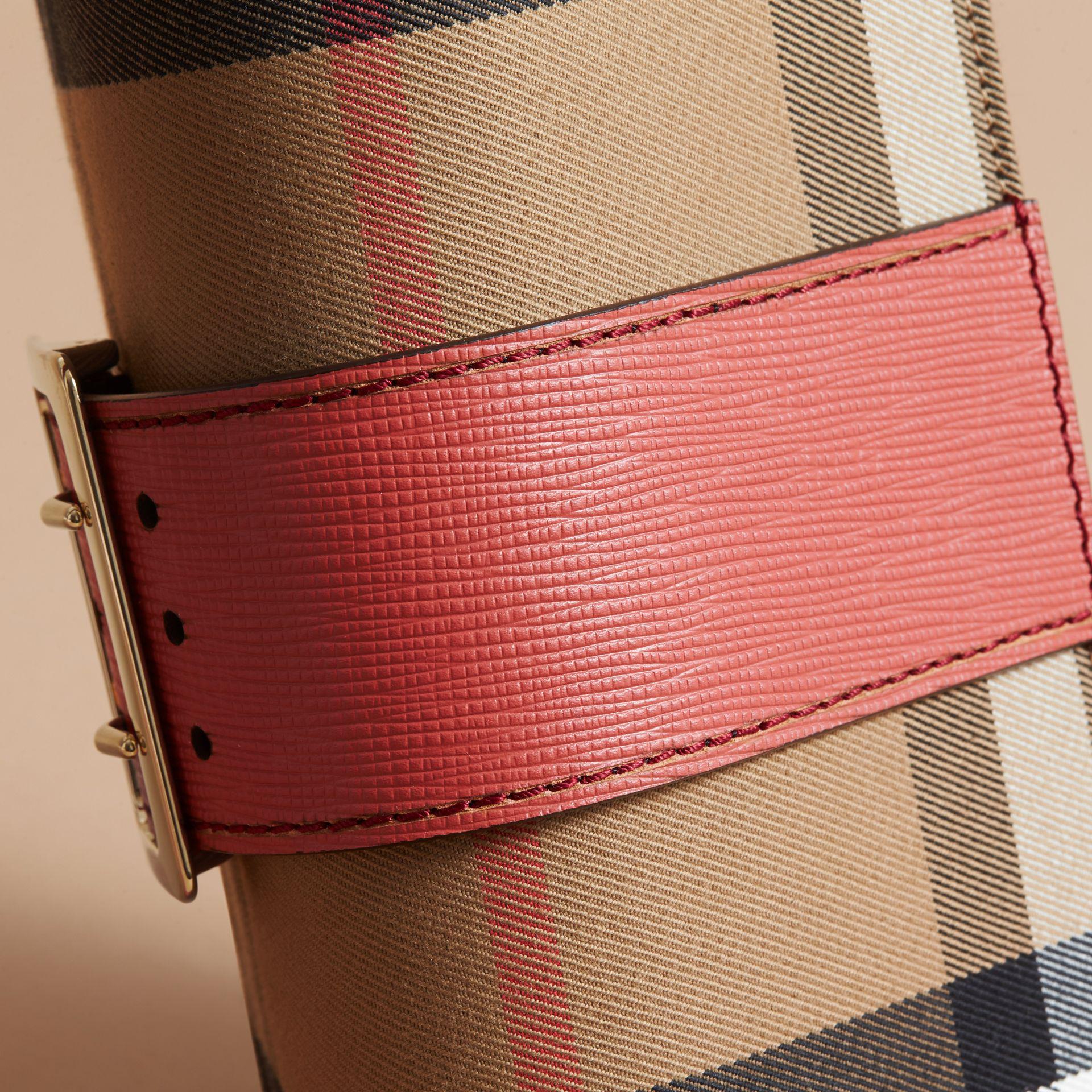 Burberry house check and leather belt hot sale