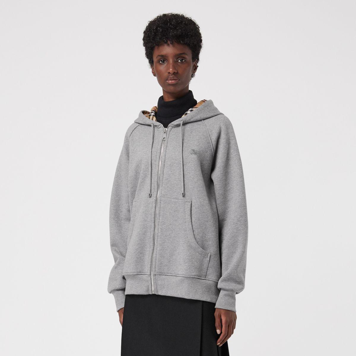 burberry vintage check detail jersey hooded top