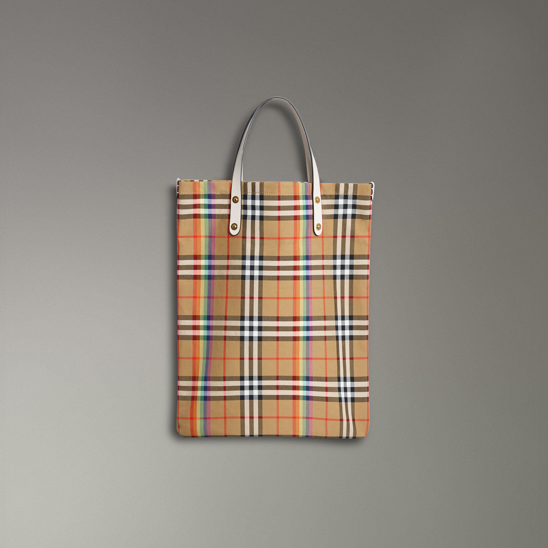 Burberry Cotton Rainbow Vintage Check Medium Shopper in Natural for Men |  Lyst