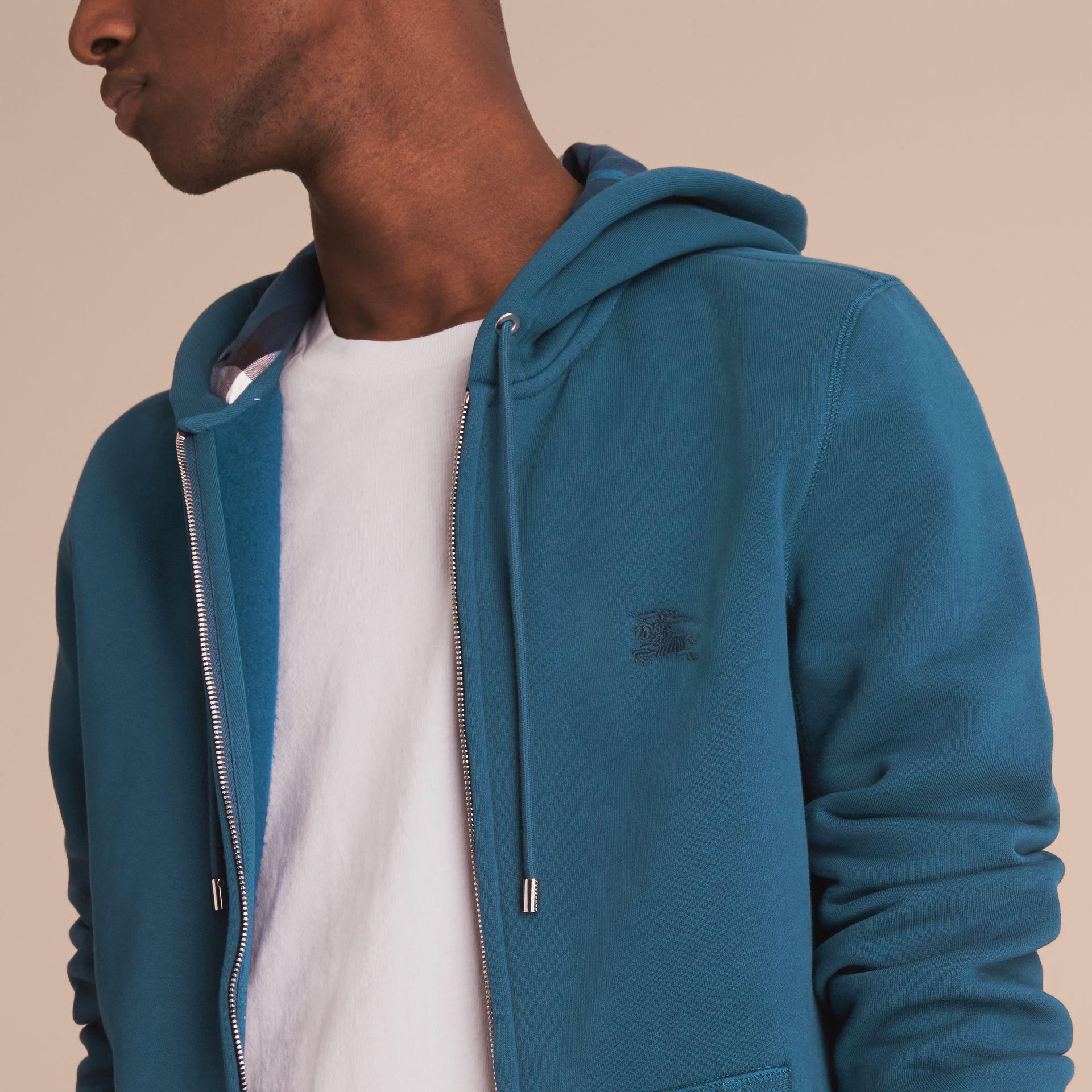 Burberry Hooded Cotton Jersey Top Mineral Blue for Men | Lyst