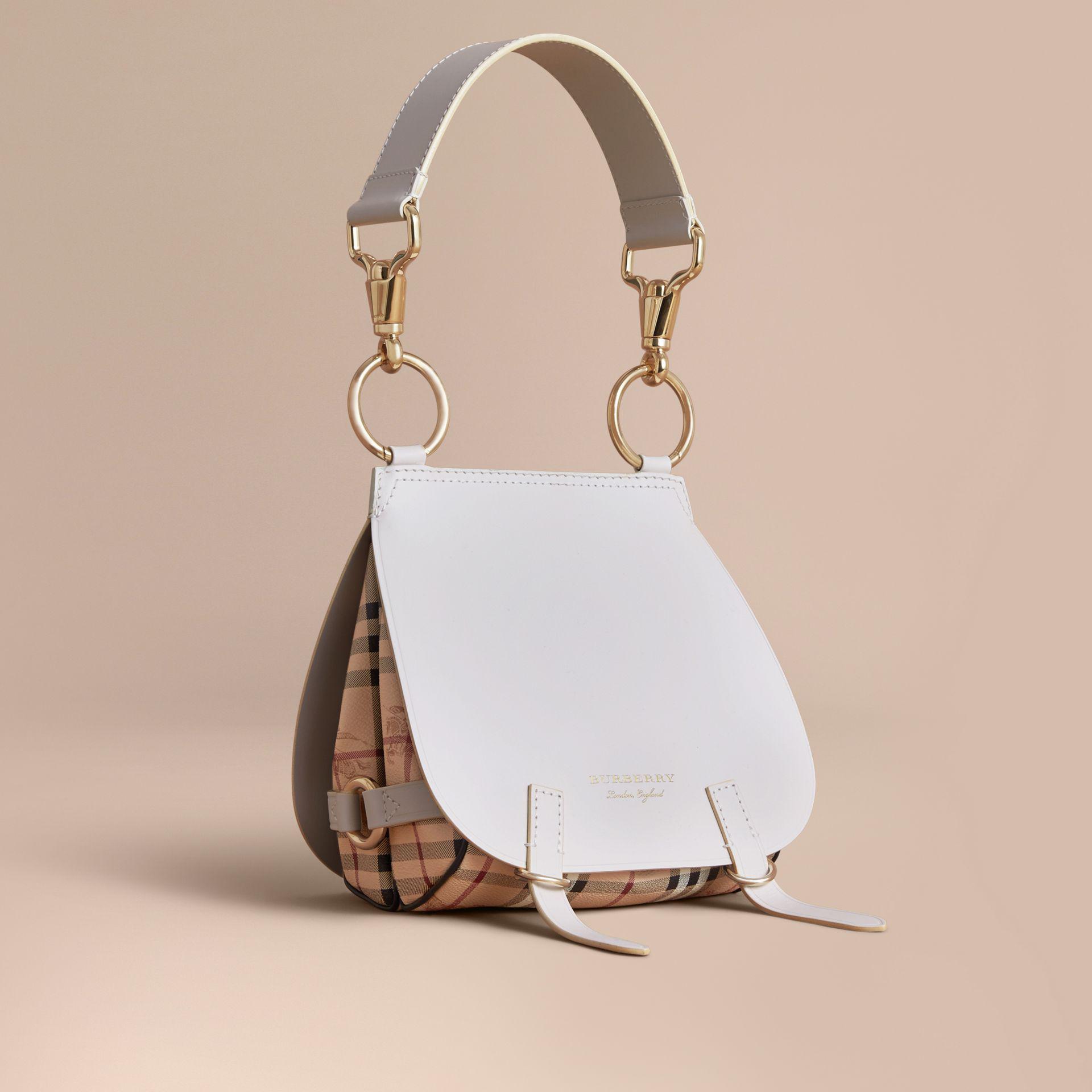 Burberry The Bridle Bag In Leather And Haymarket Check Natural | Lyst