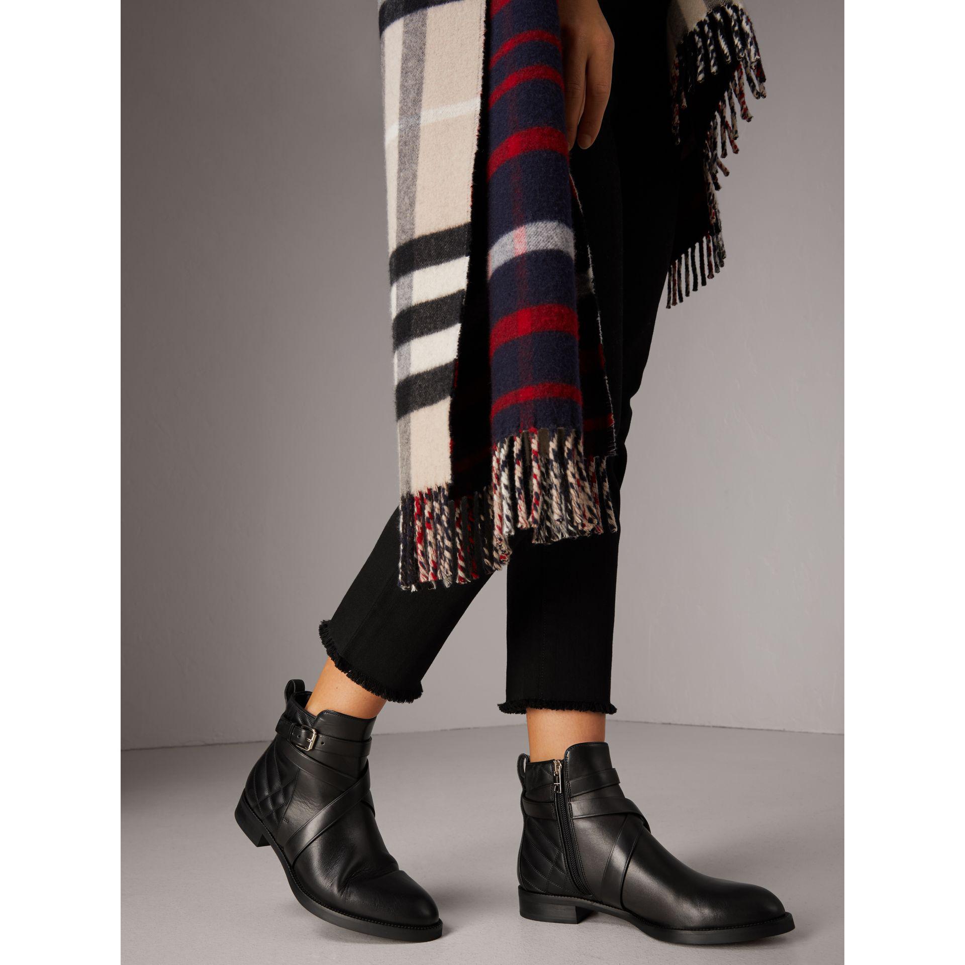 burberry strap detail quilted leather ankle boots