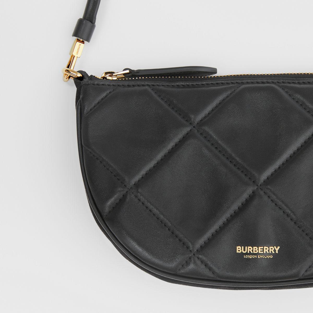 Burberry Quilted Lambskin Olympia Pouch in Black | Lyst