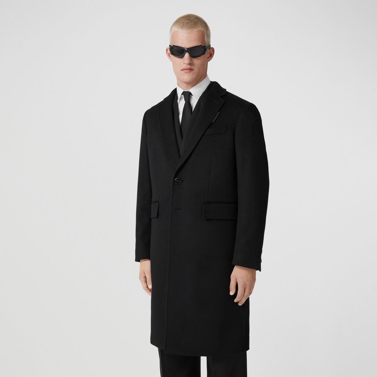 Burberry Wool Cashmere Tailored Coat in Black for Men | Lyst