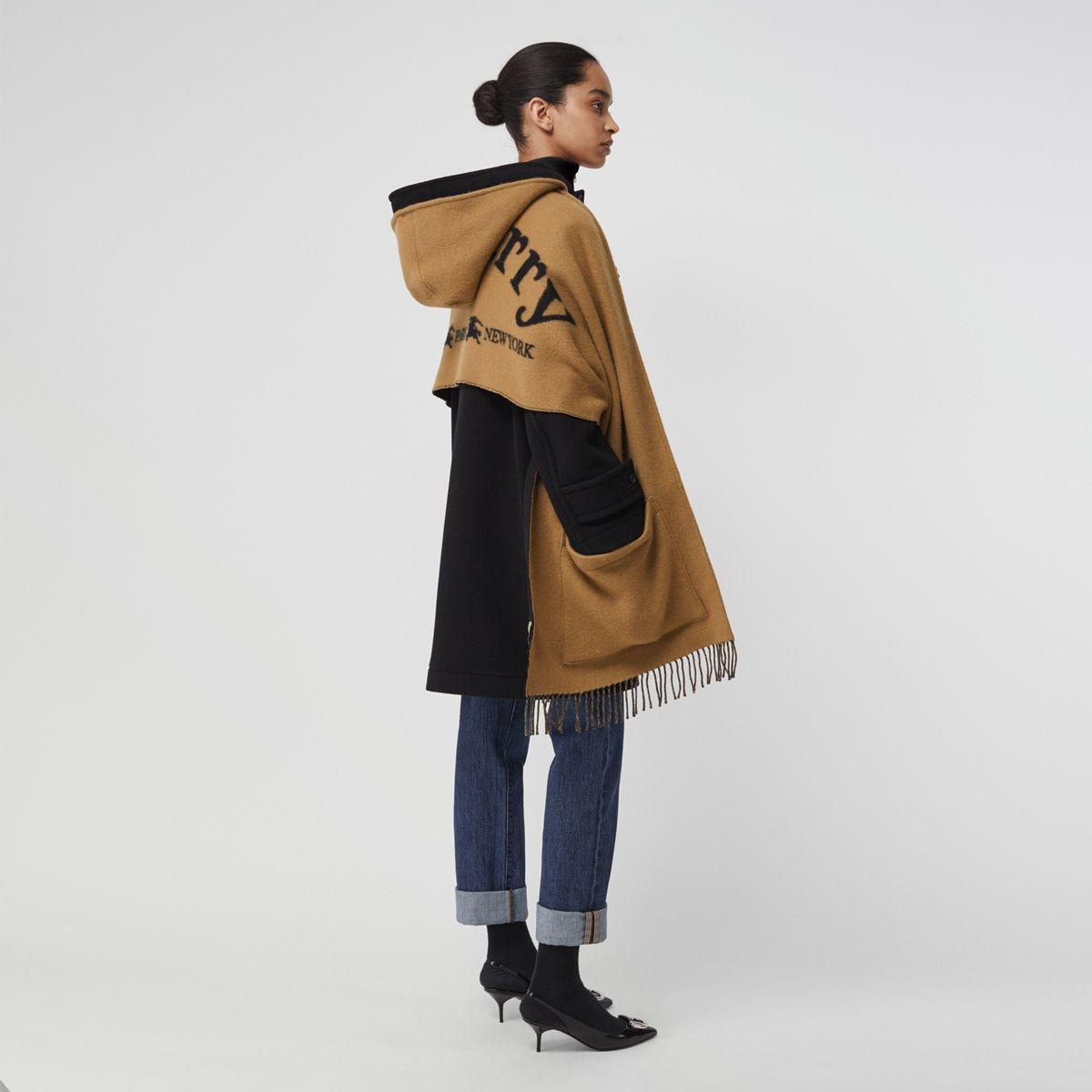 Burberry Archive Logo Wool Cashmere Hooded Scarf | Lyst