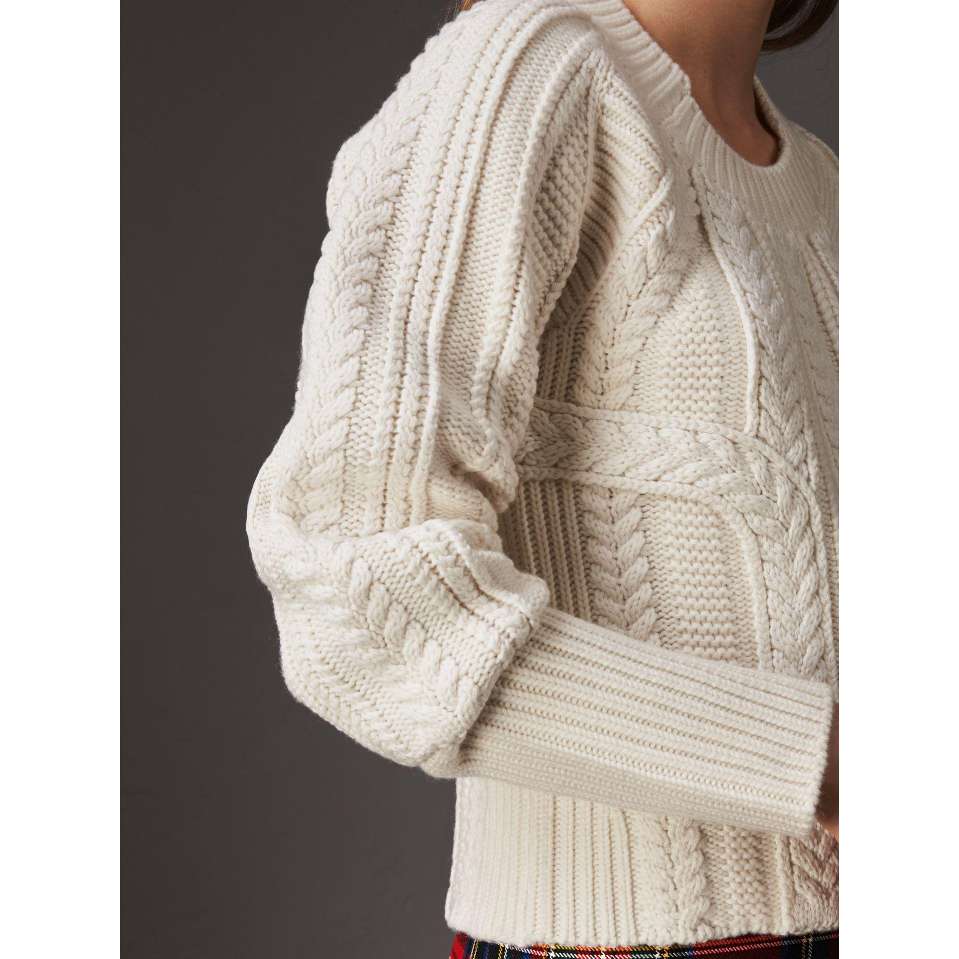 Burberry Two-tone Cable Knit Wool Cashmere Sweater - Lyst