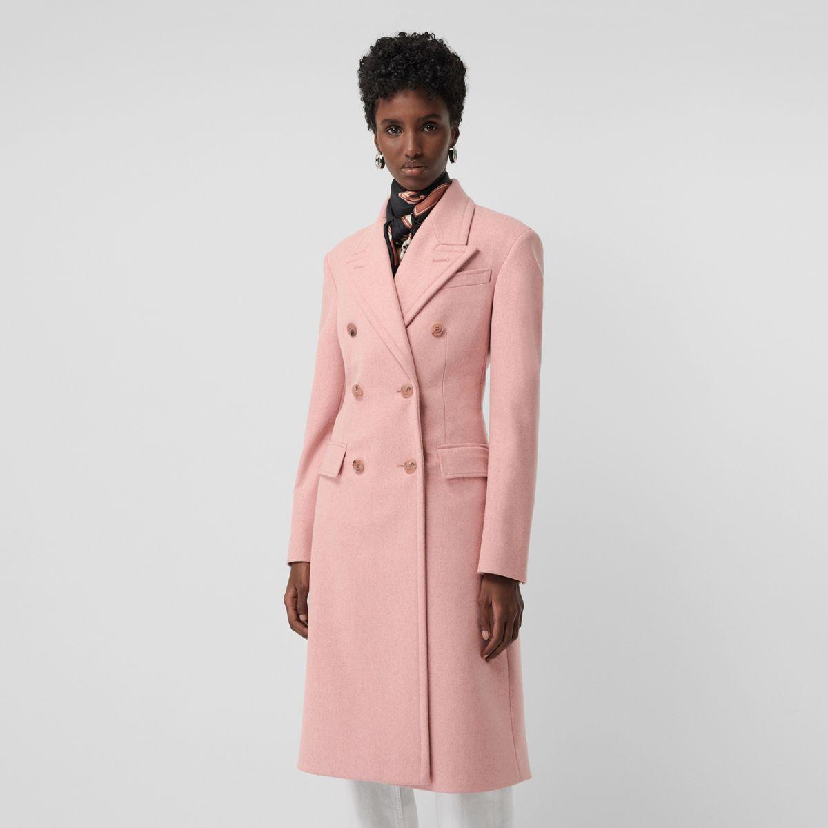 Burberry Double-breasted Virgin Wool Coat in Pink - Lyst