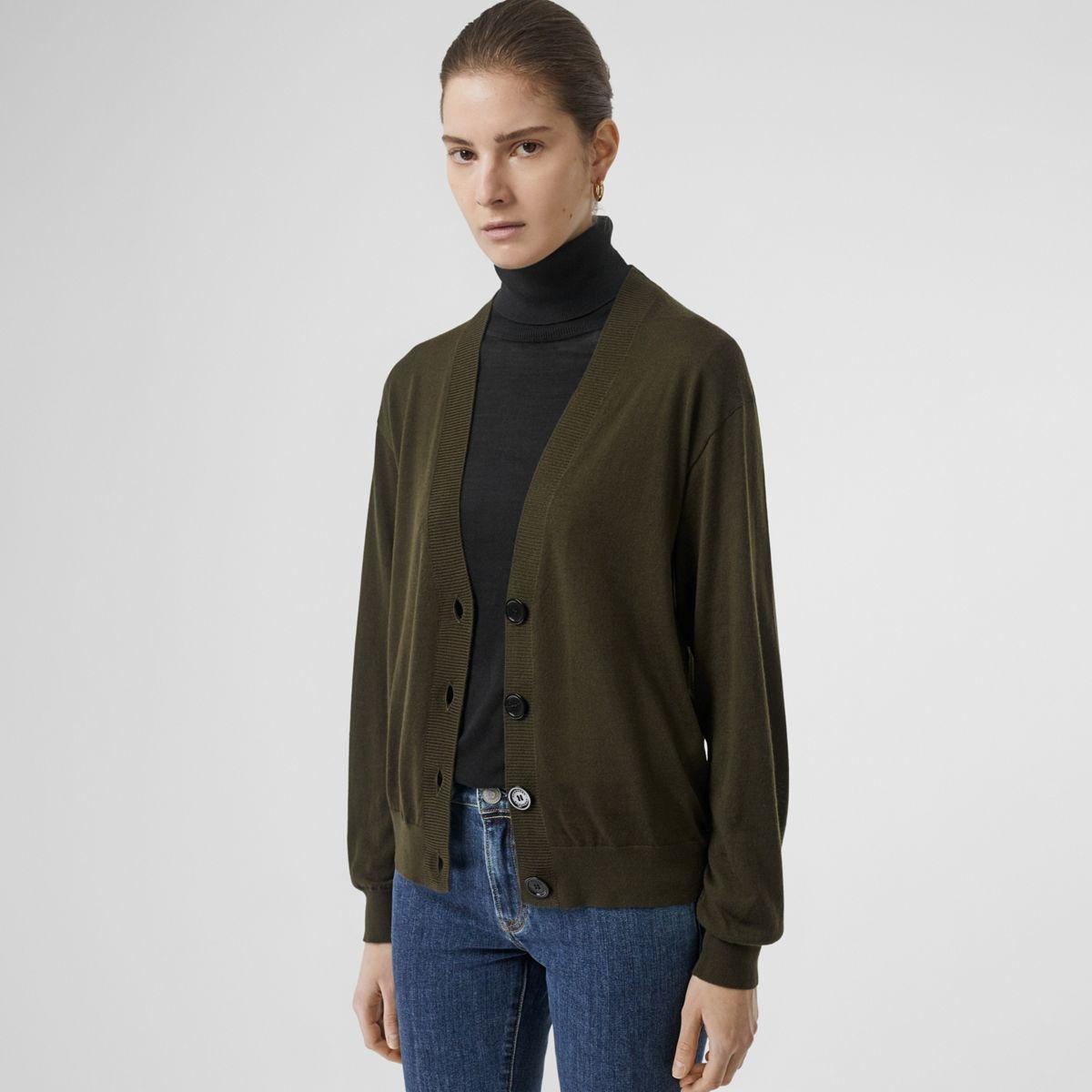 burberry vintage check detail merino wool cardigan