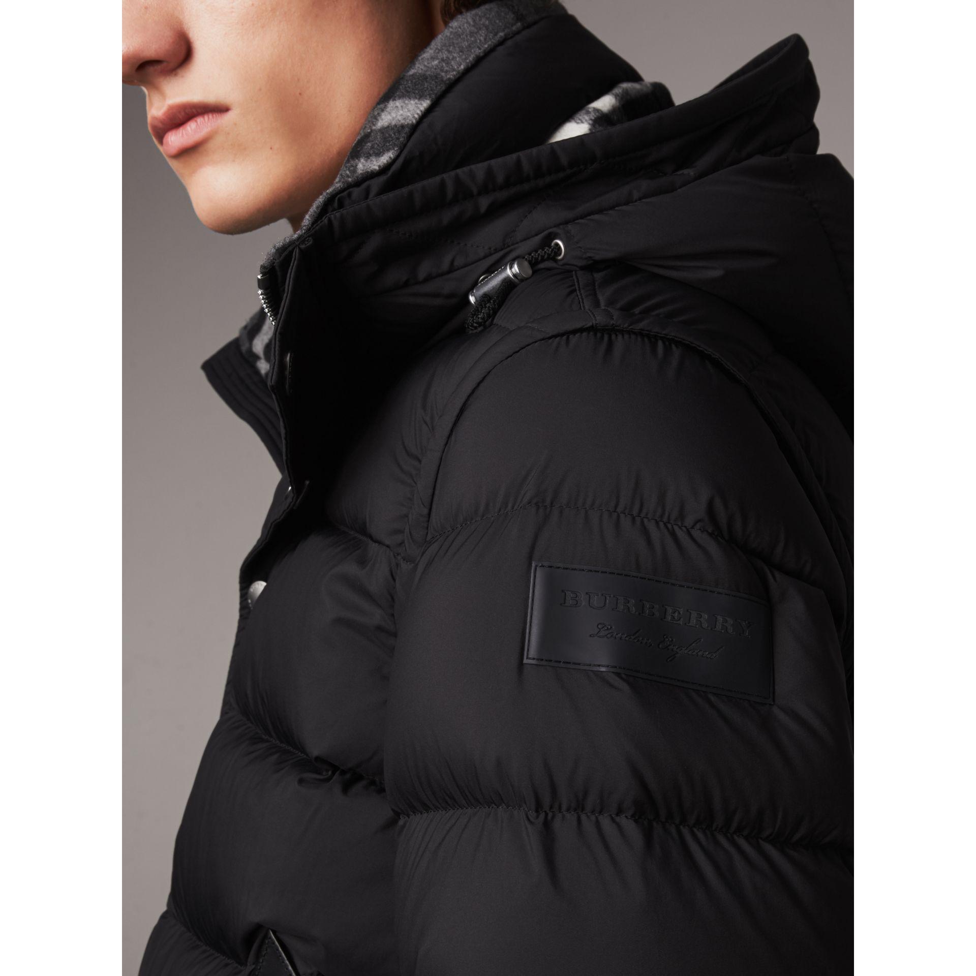 Detachable Sleeve Nylon Puffer Jacket in Black - Men