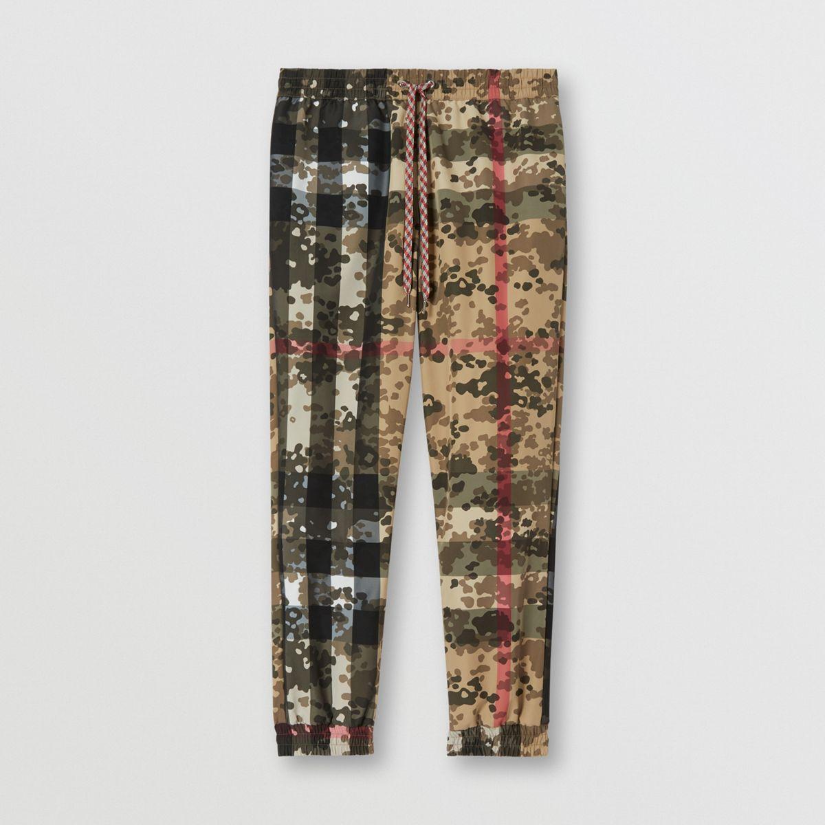 Burberry Camouflage Check Nylon Jogging Pants in Natural for Men | Lyst