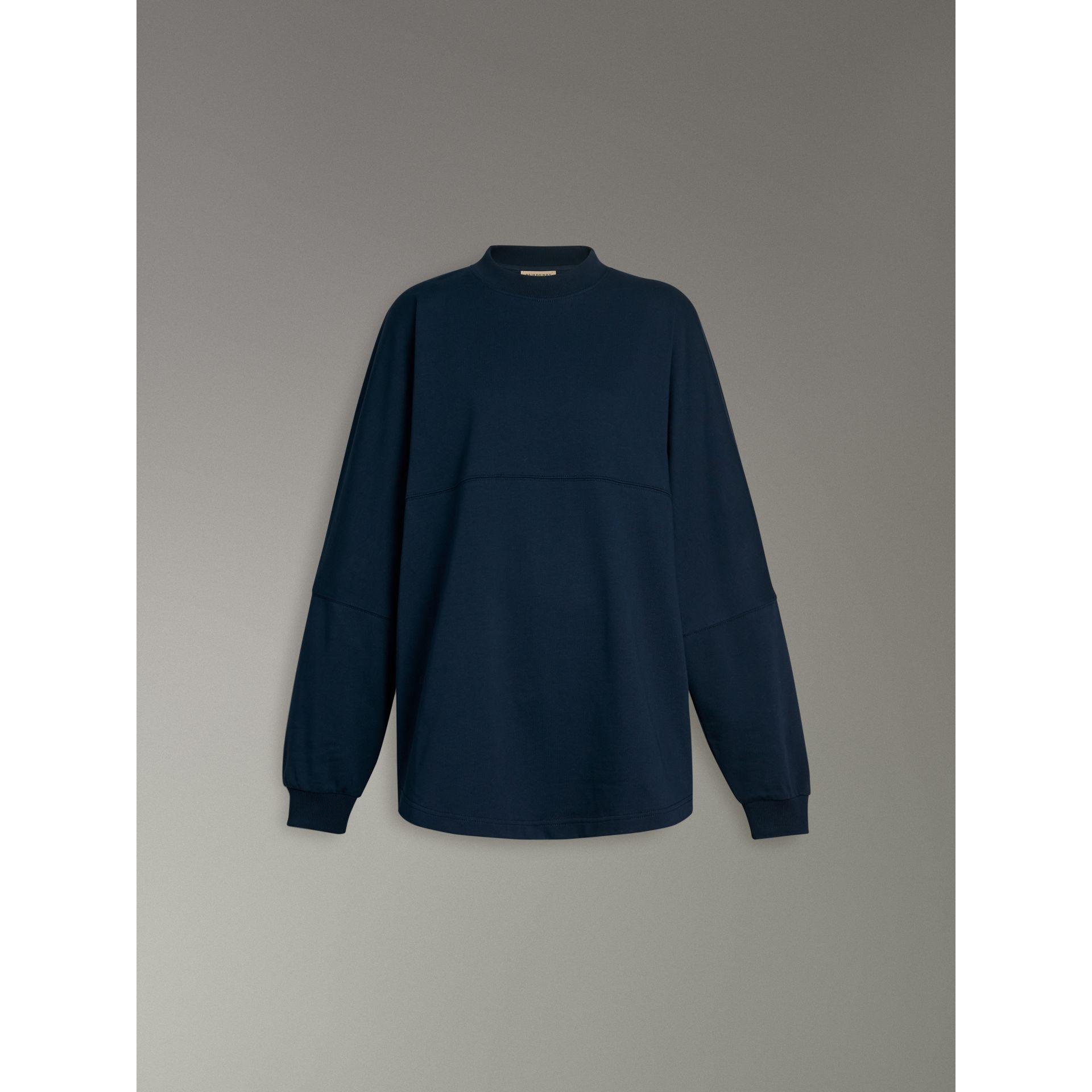 Burberry Logo Print Cotton Oversized Top in Navy (Blue) | Lyst