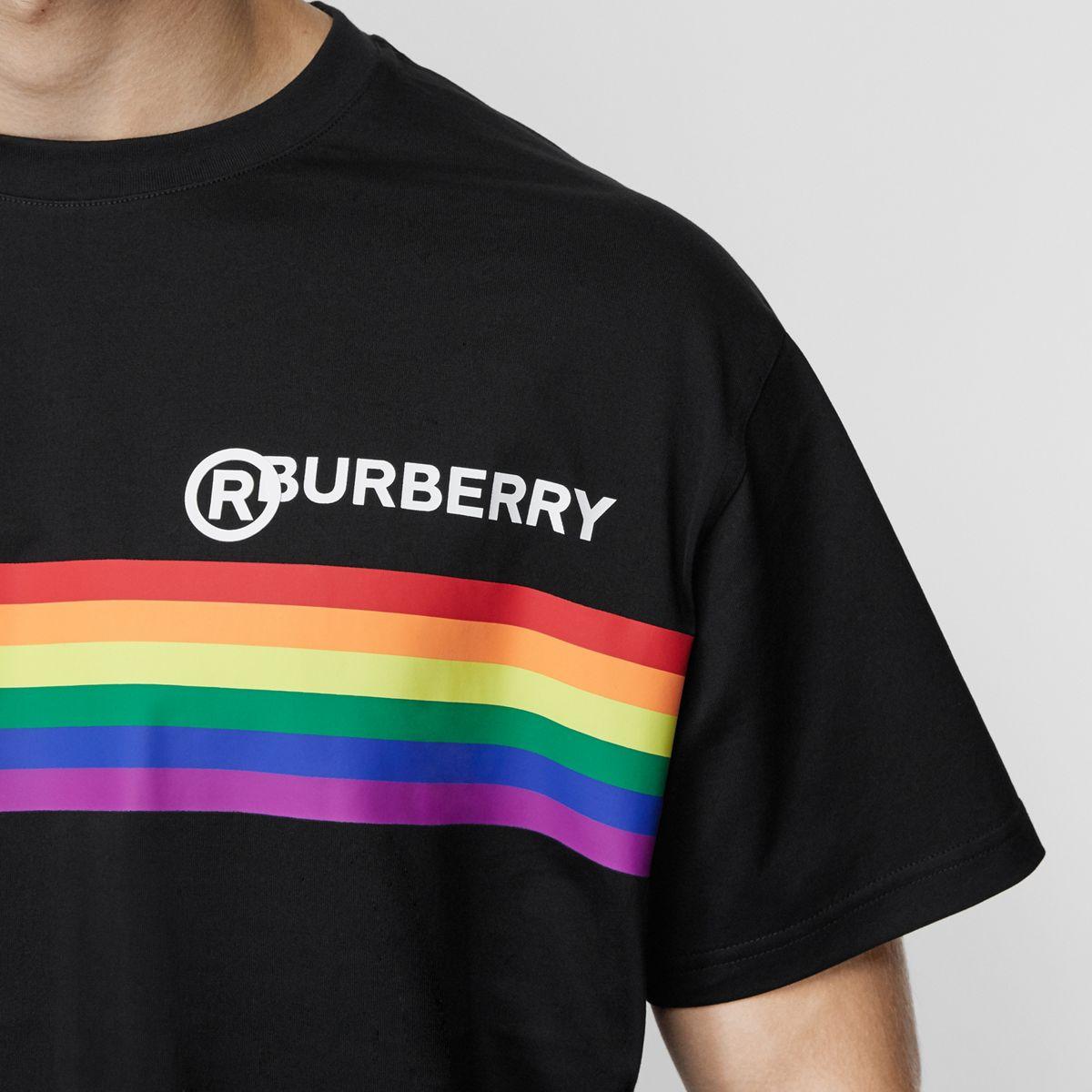 Burberry Rainbow Stripe Print Cotton Oversized T-shirt in Black for Men |  Lyst