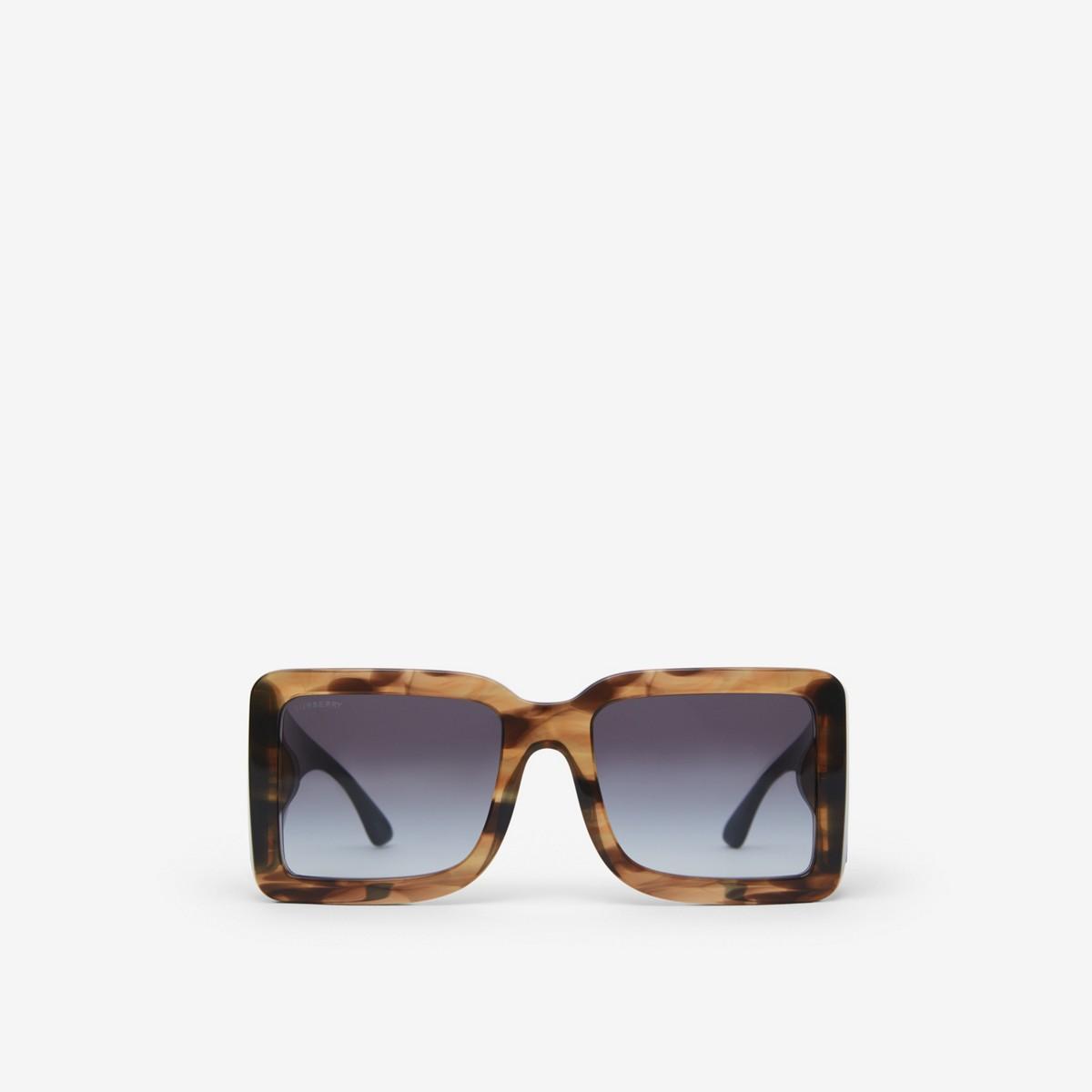 B Motif Square Frame Sunglasses in Black