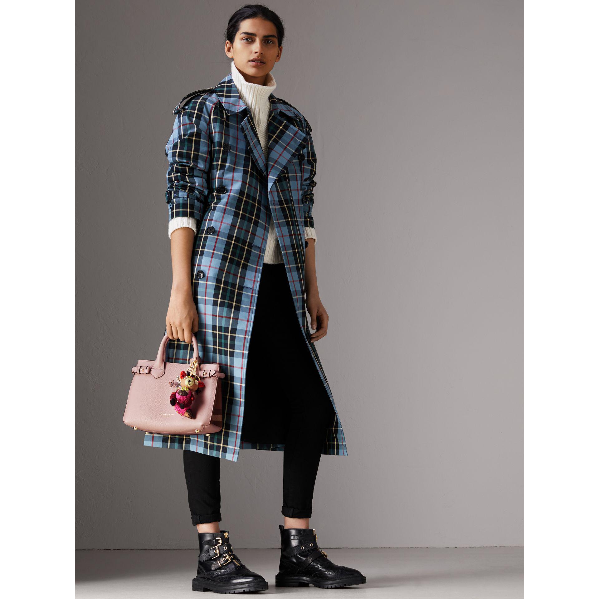 Burberry The Small Banner In Leather And House Check Pale Orchid | Lyst