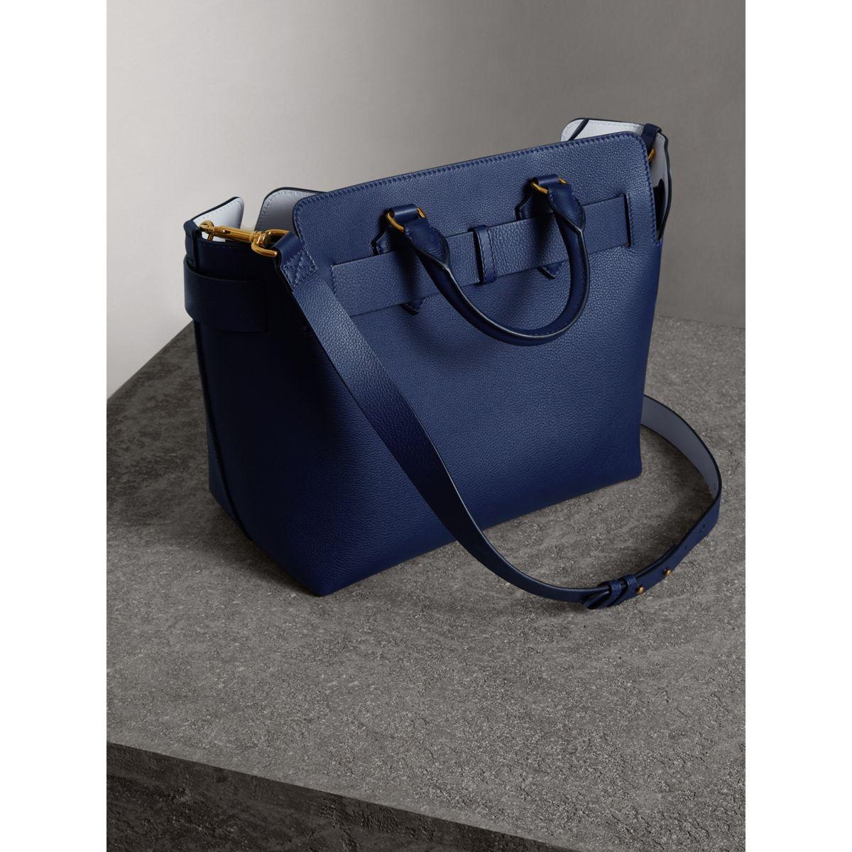Burberry Navy Blue Leather Small Belt Tote Burberry