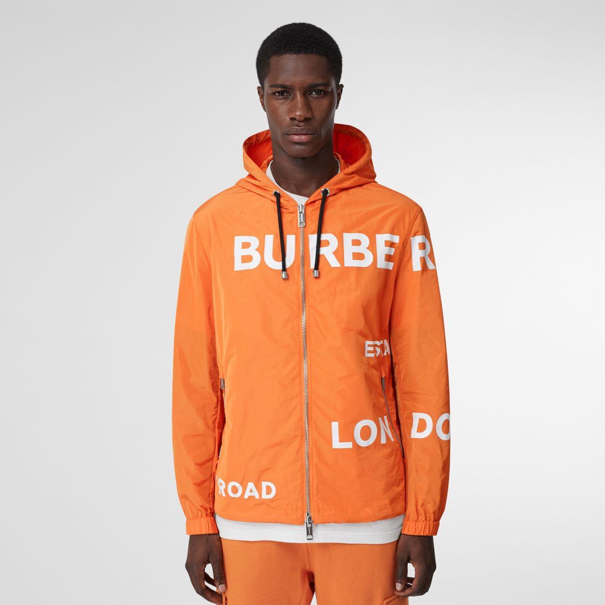 Burberry Horseferry Print Nylon Hooded Jacket in Orange for Men | Lyst