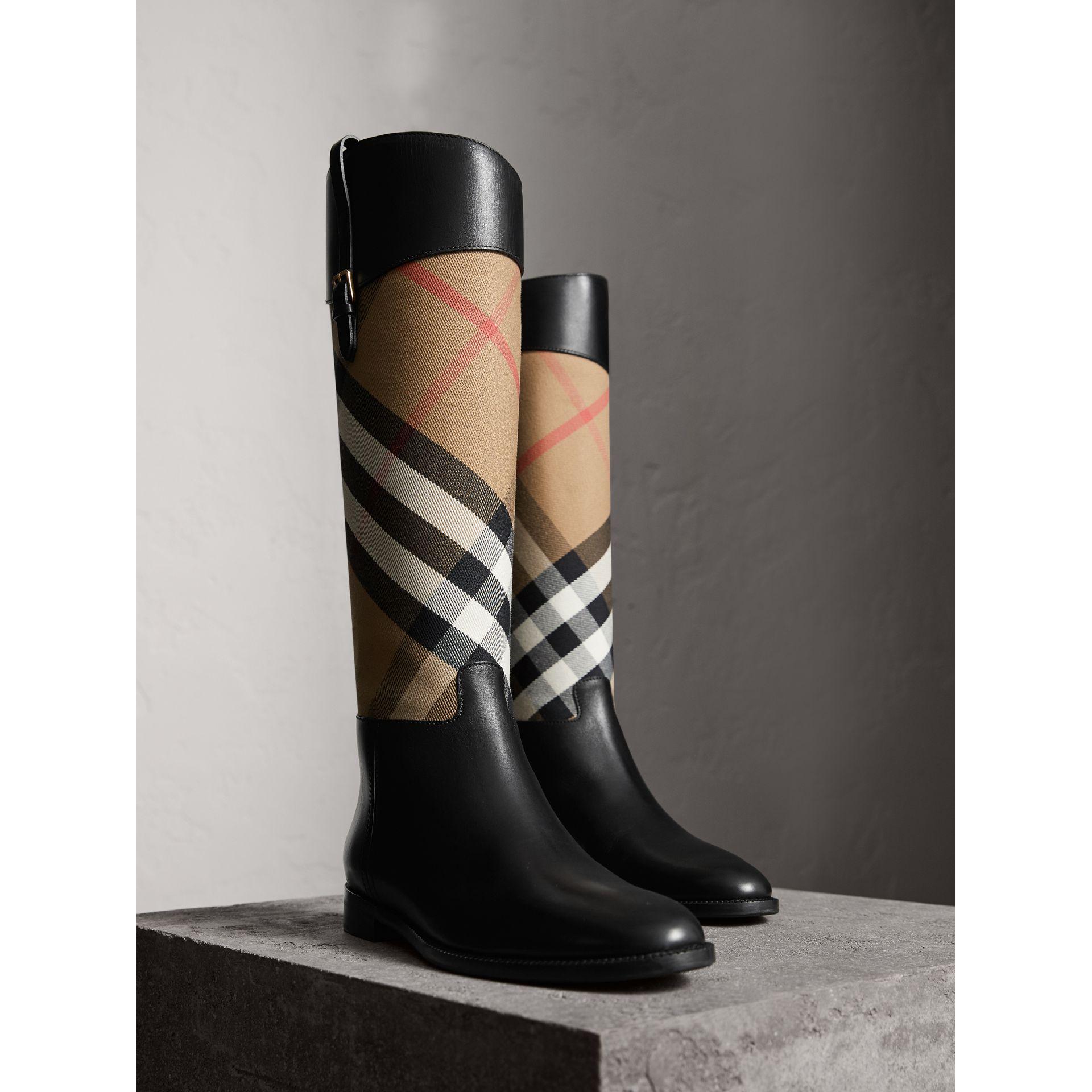 burberry house check leather bootie