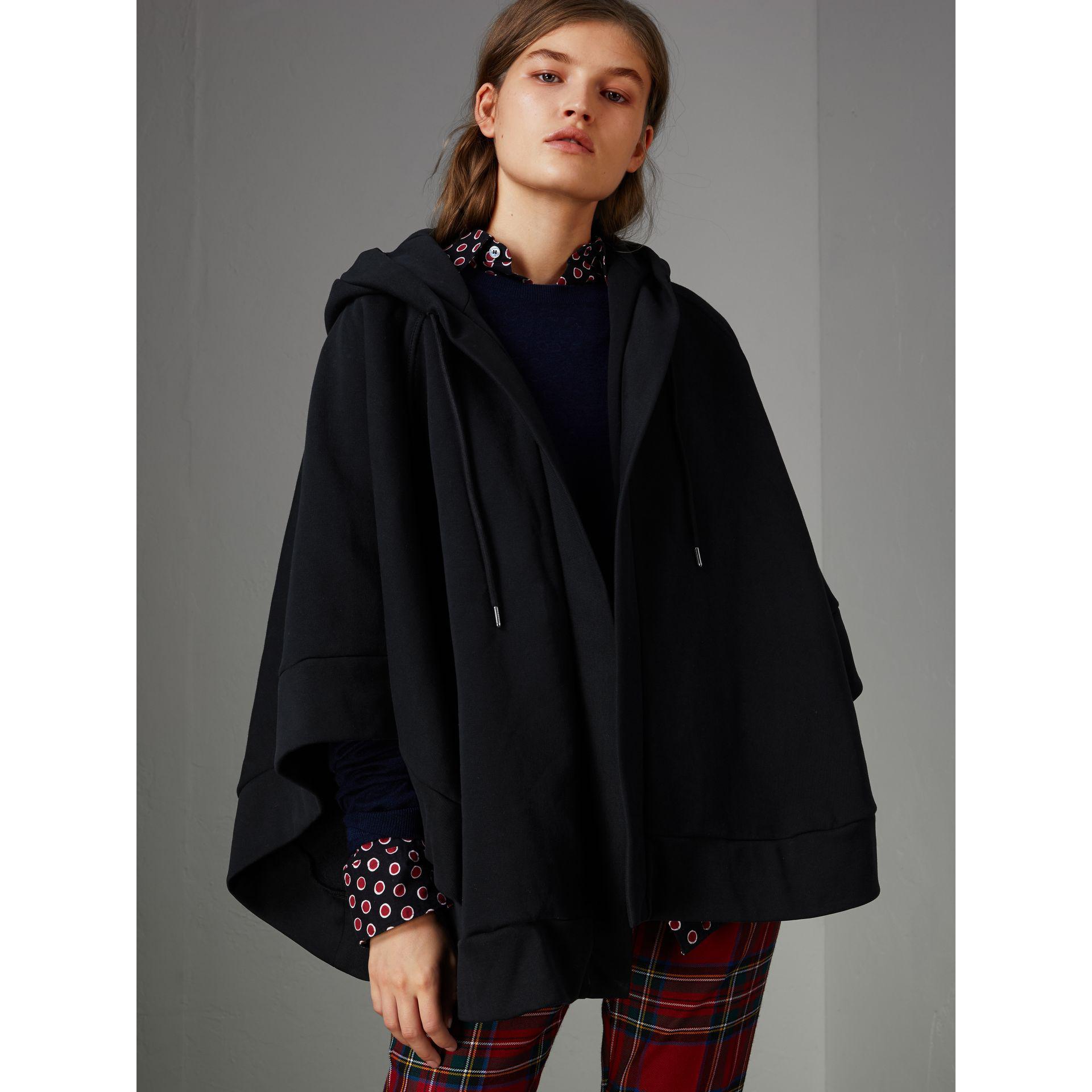 embroidered jersey hooded cape