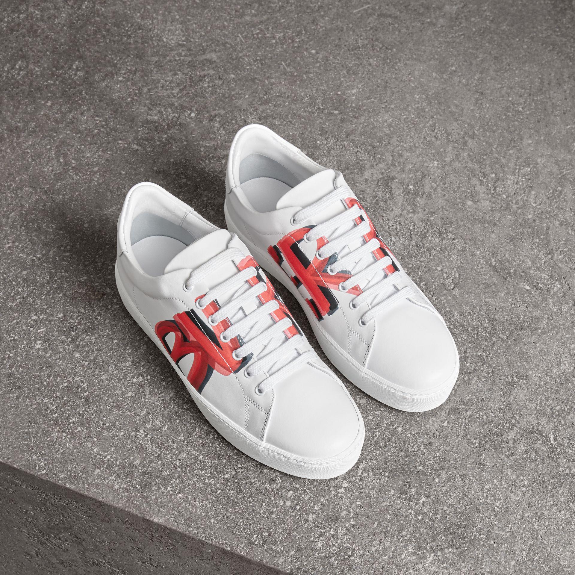 Burberry Graffiti Print Leather Sneakers | Lyst Canada