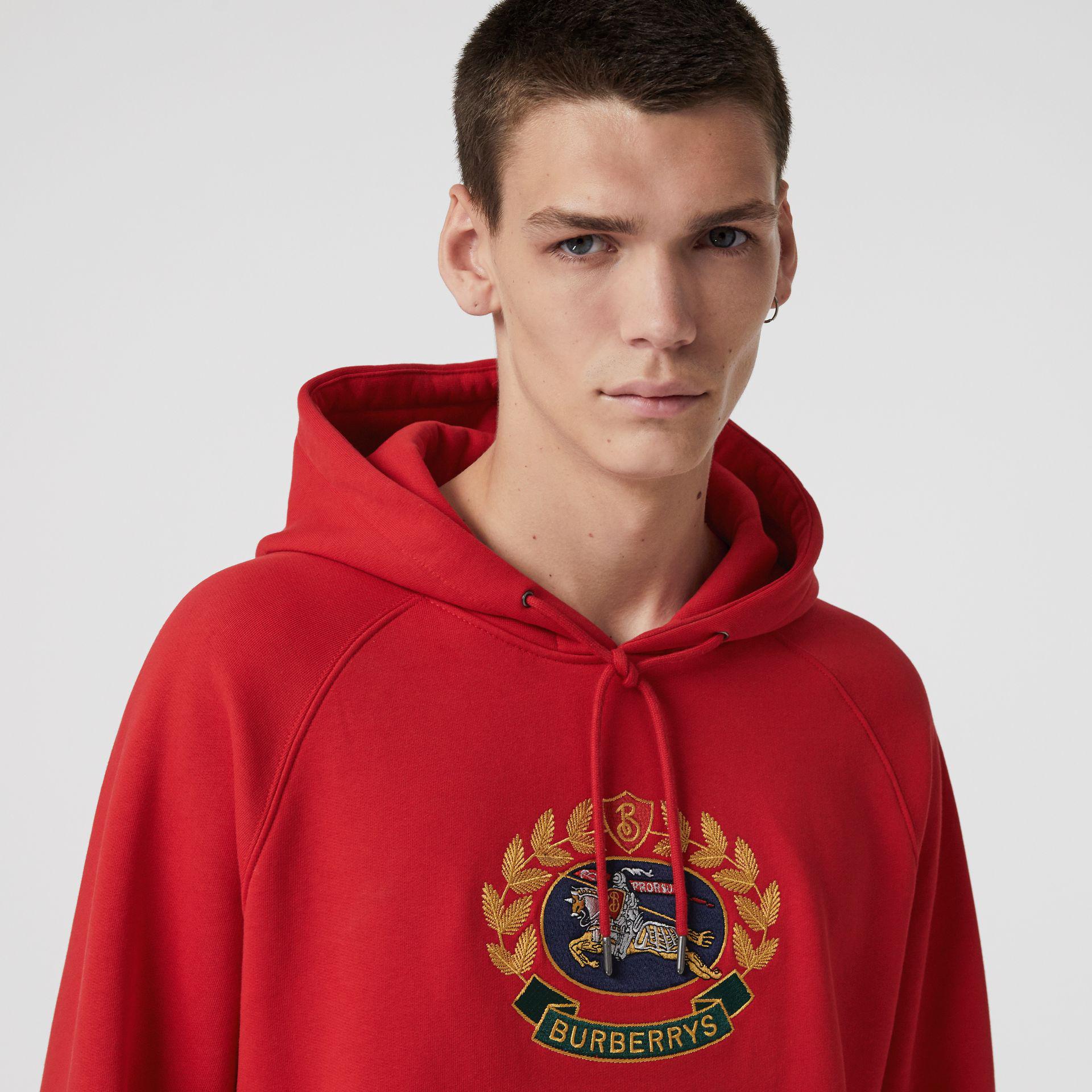 Burberry Embroidered Archive Logo Jersey Hoodie for Men - Lyst